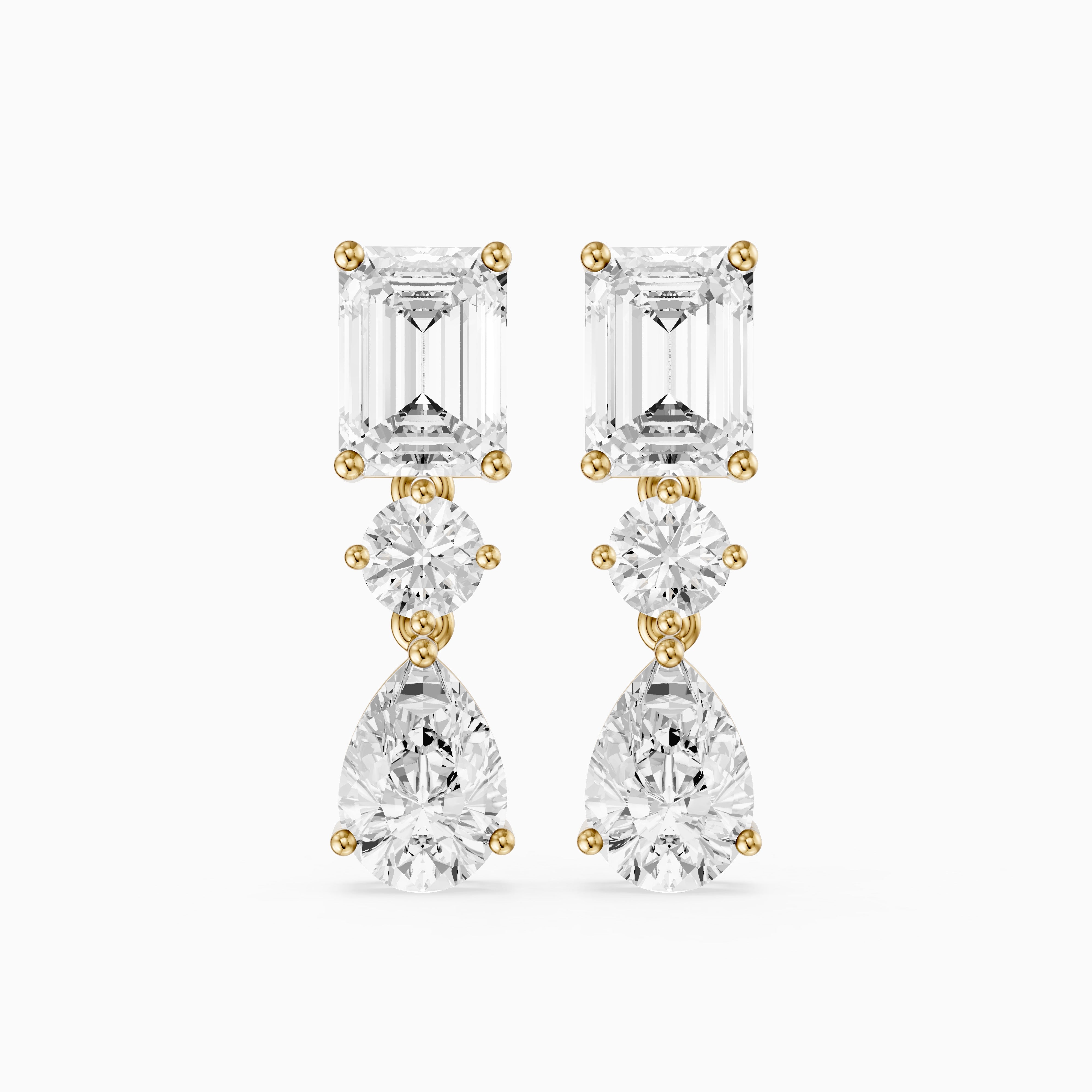 Gracelyn Emerald, Round and Pear Cut Lab Grown Diamond Dangle Earrings