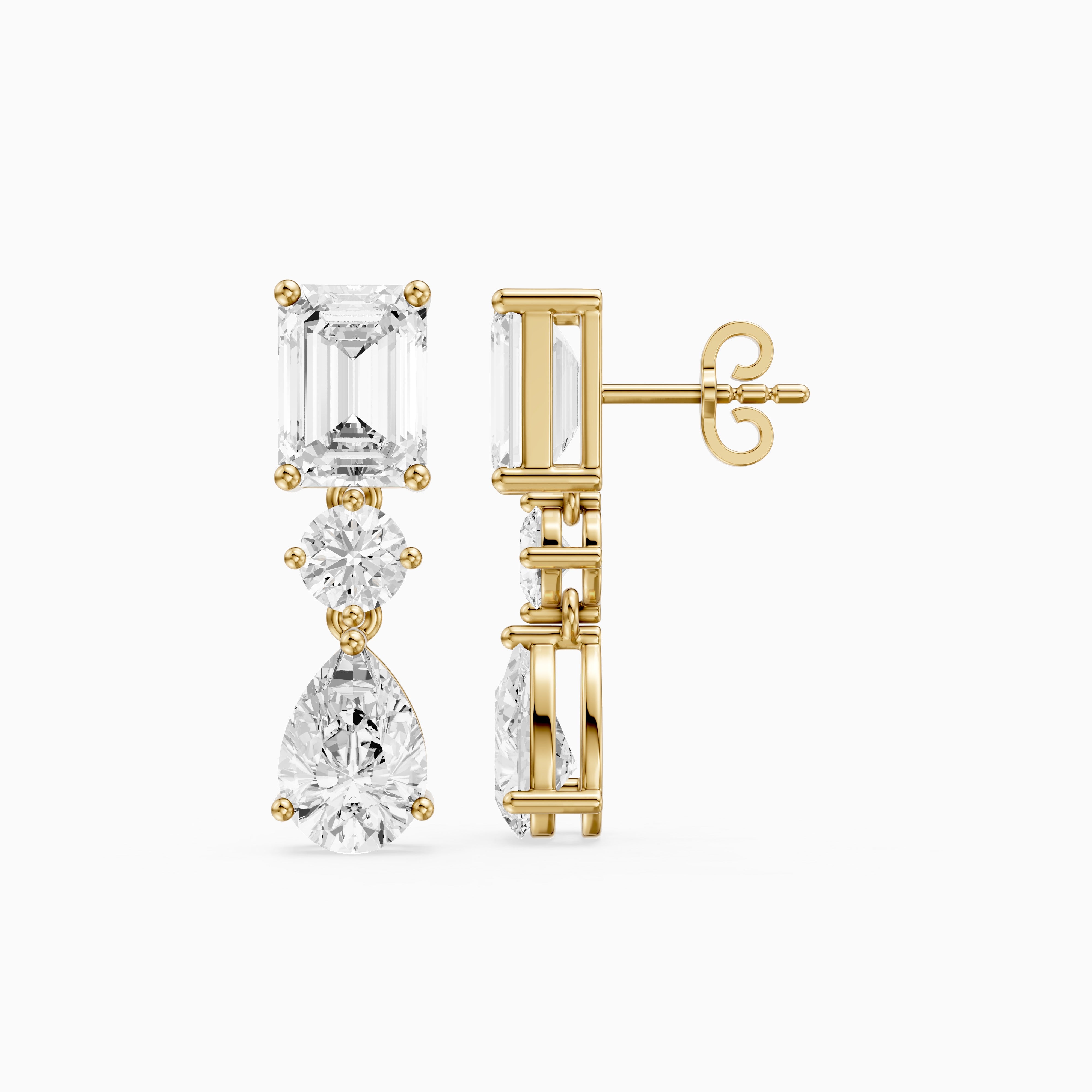 Gracelyn Emerald, Round and Pear Cut Lab Grown Diamond Dangle Earrings