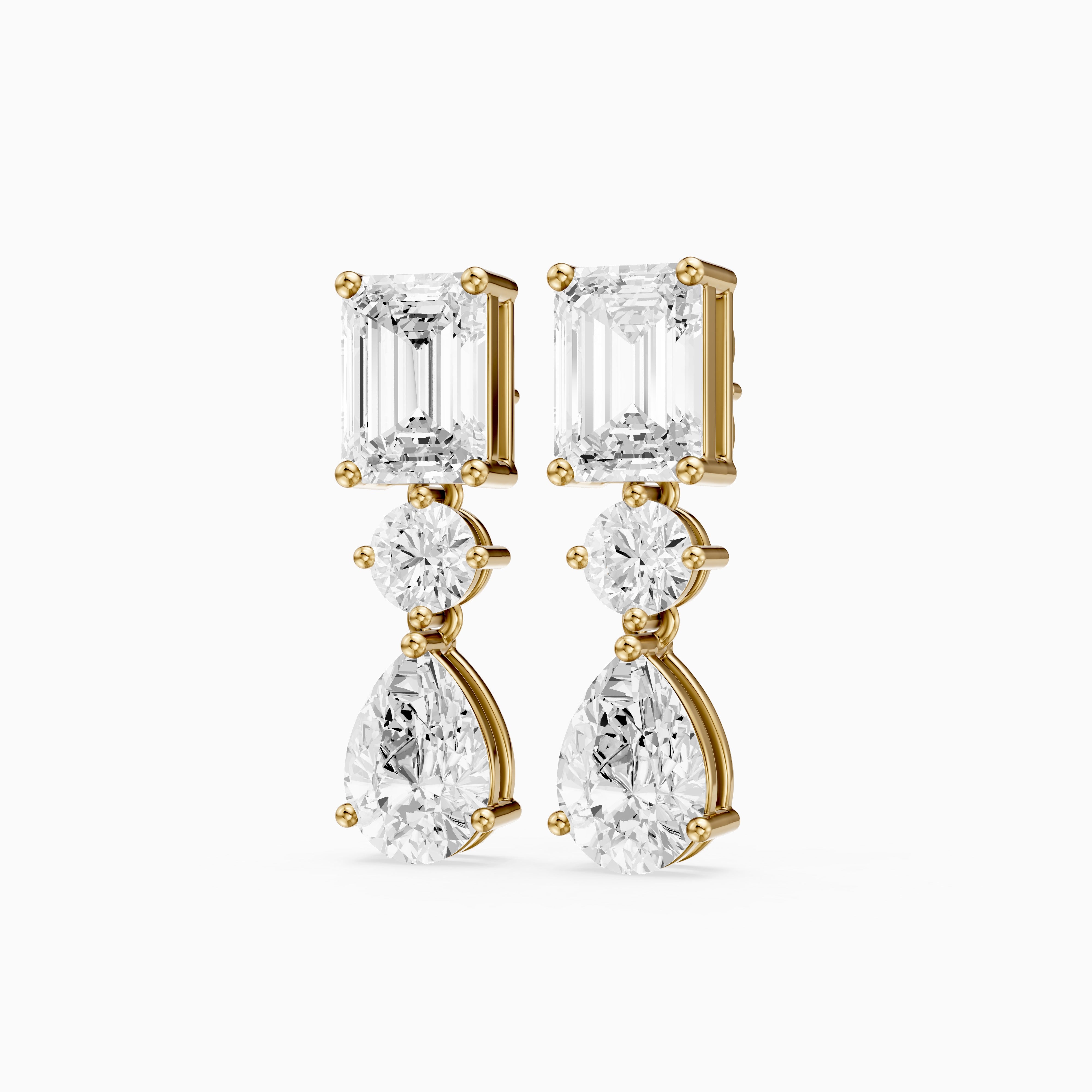 Gracelyn Emerald, Round and Pear Cut Lab Grown Diamond Dangle Earrings