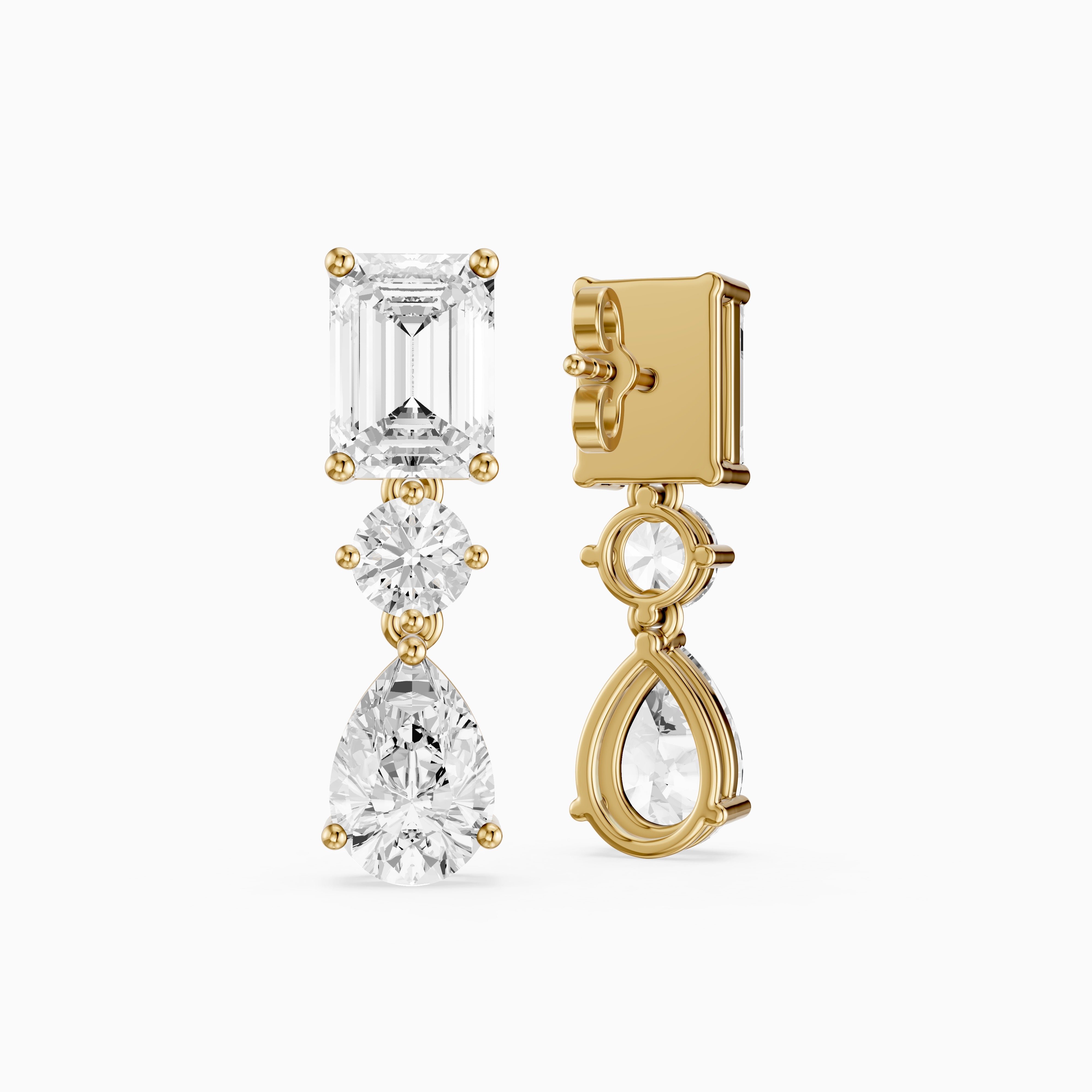 Gracelyn Emerald, Round and Pear Cut Lab Grown Diamond Dangle Earrings