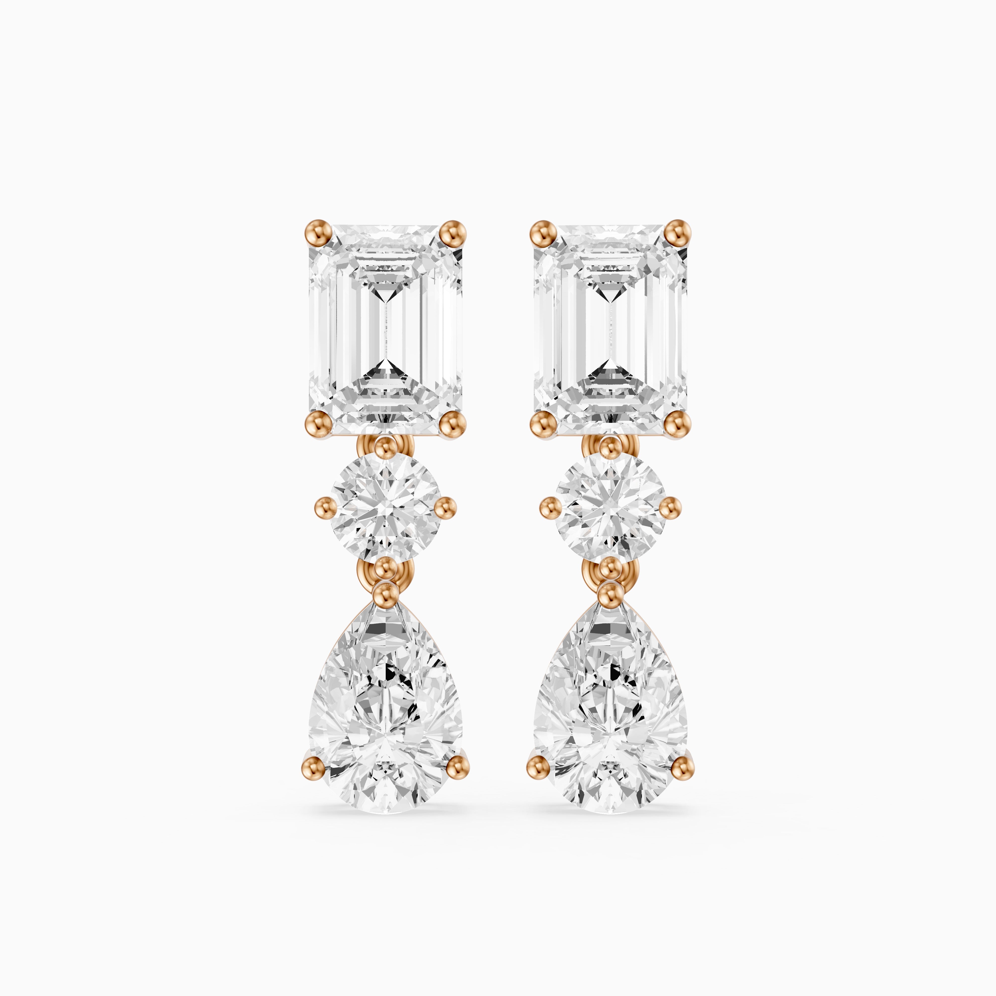 Gracelyn Emerald, Round and Pear Cut Lab Grown Diamond Dangle Earrings