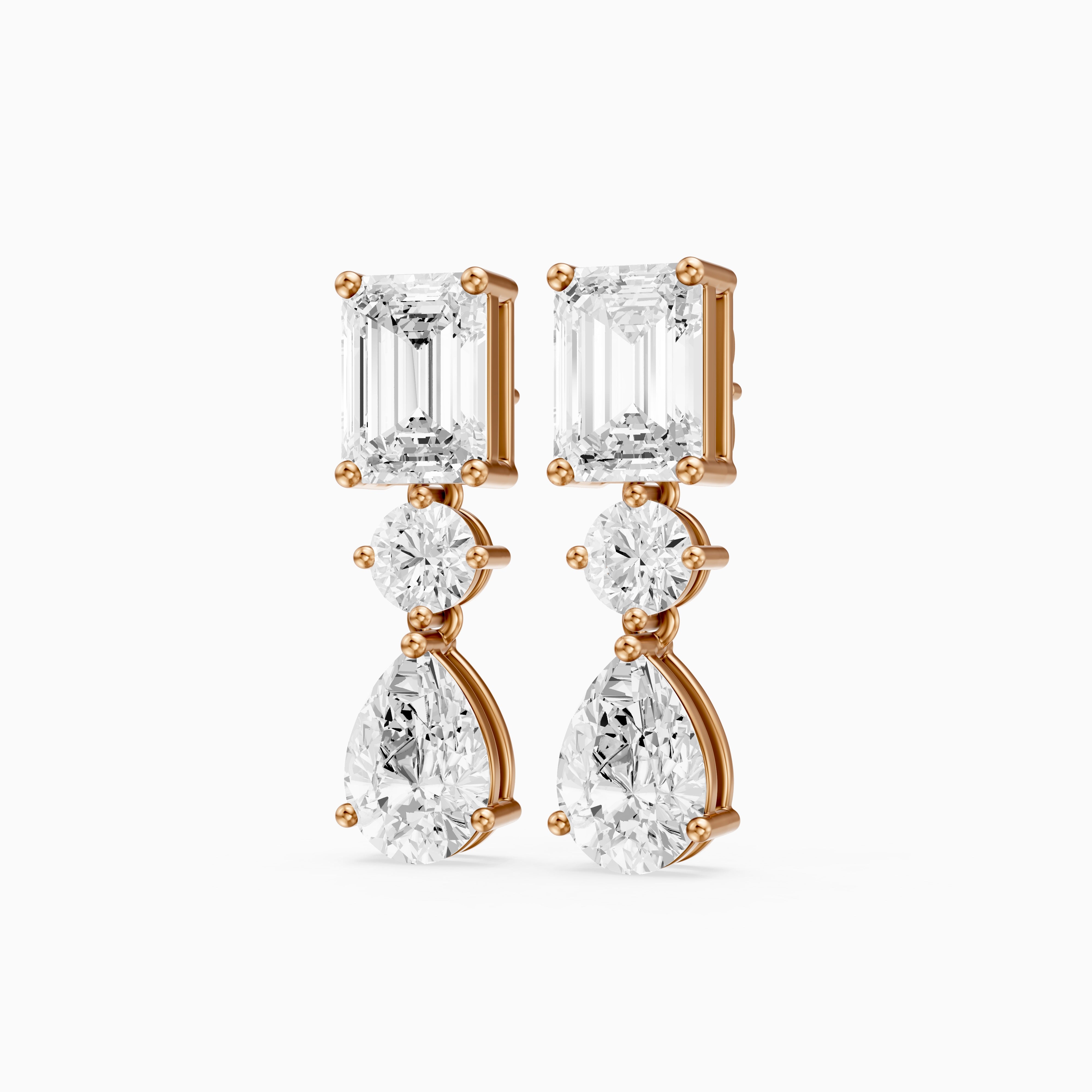 Gracelyn Emerald, Round and Pear Cut Lab Grown Diamond Dangle Earrings