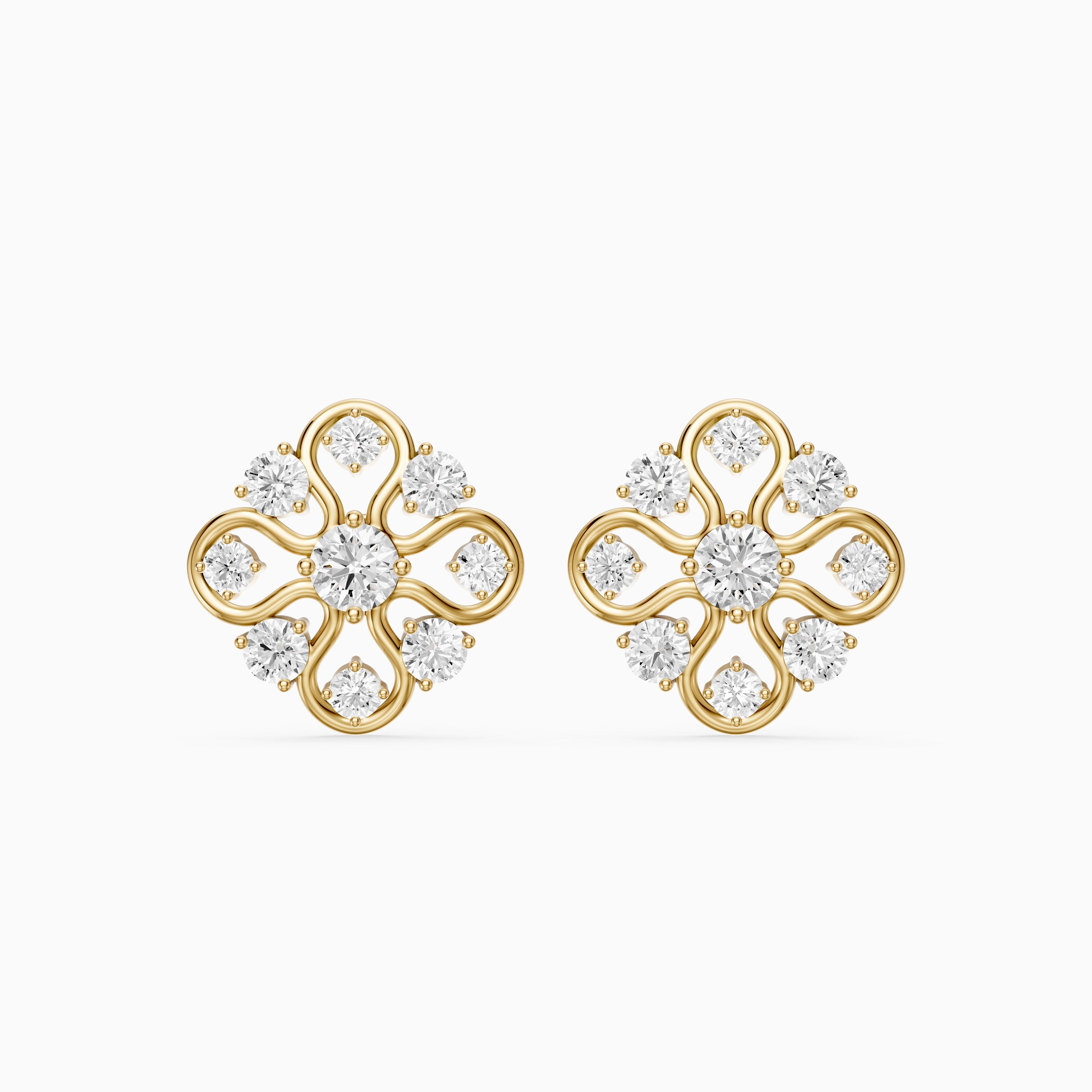 Zelinda Round Lab Grown Diamond Floral Filigree Stud Earrings