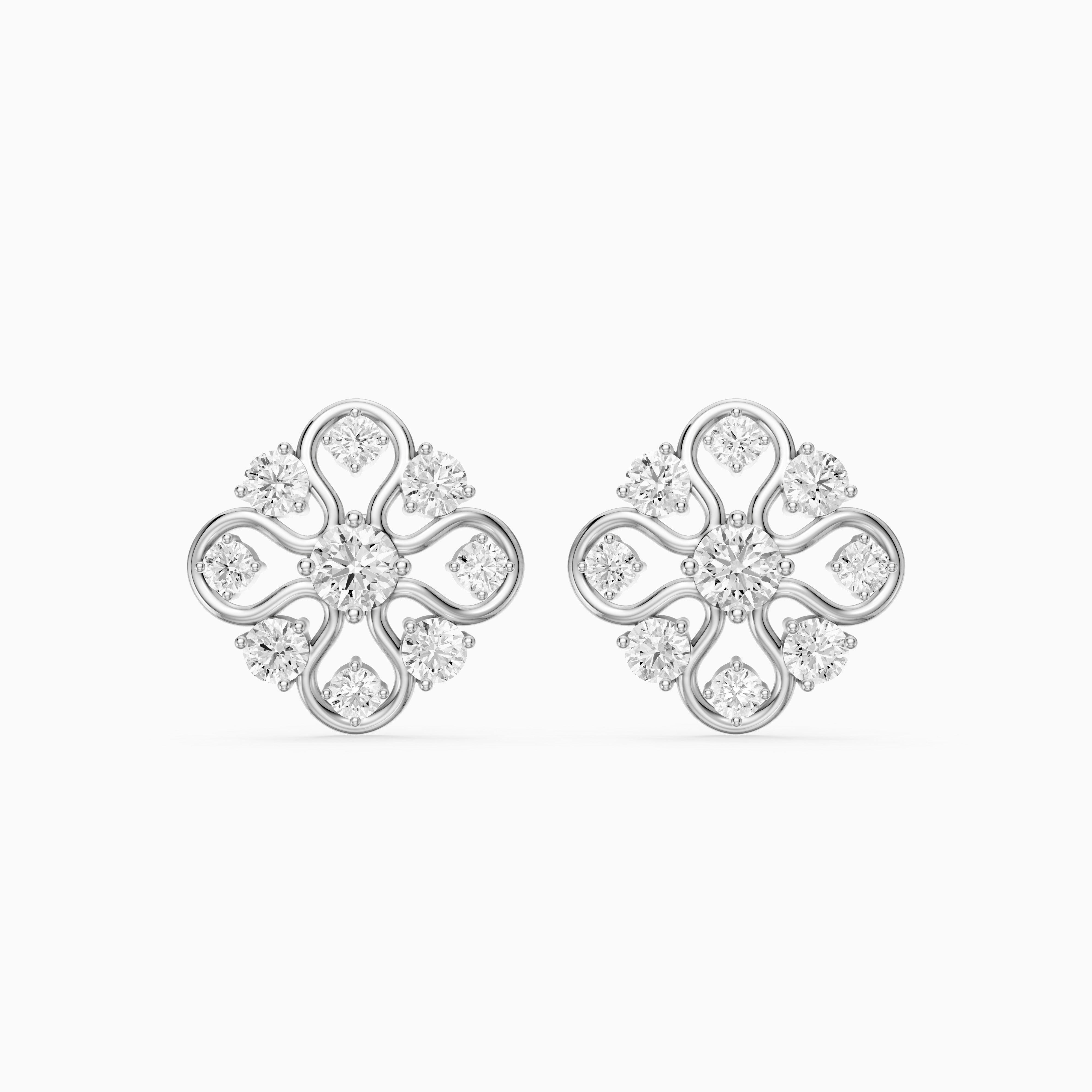Zelinda Round Lab Grown Diamond Floral Filigree Stud Earrings