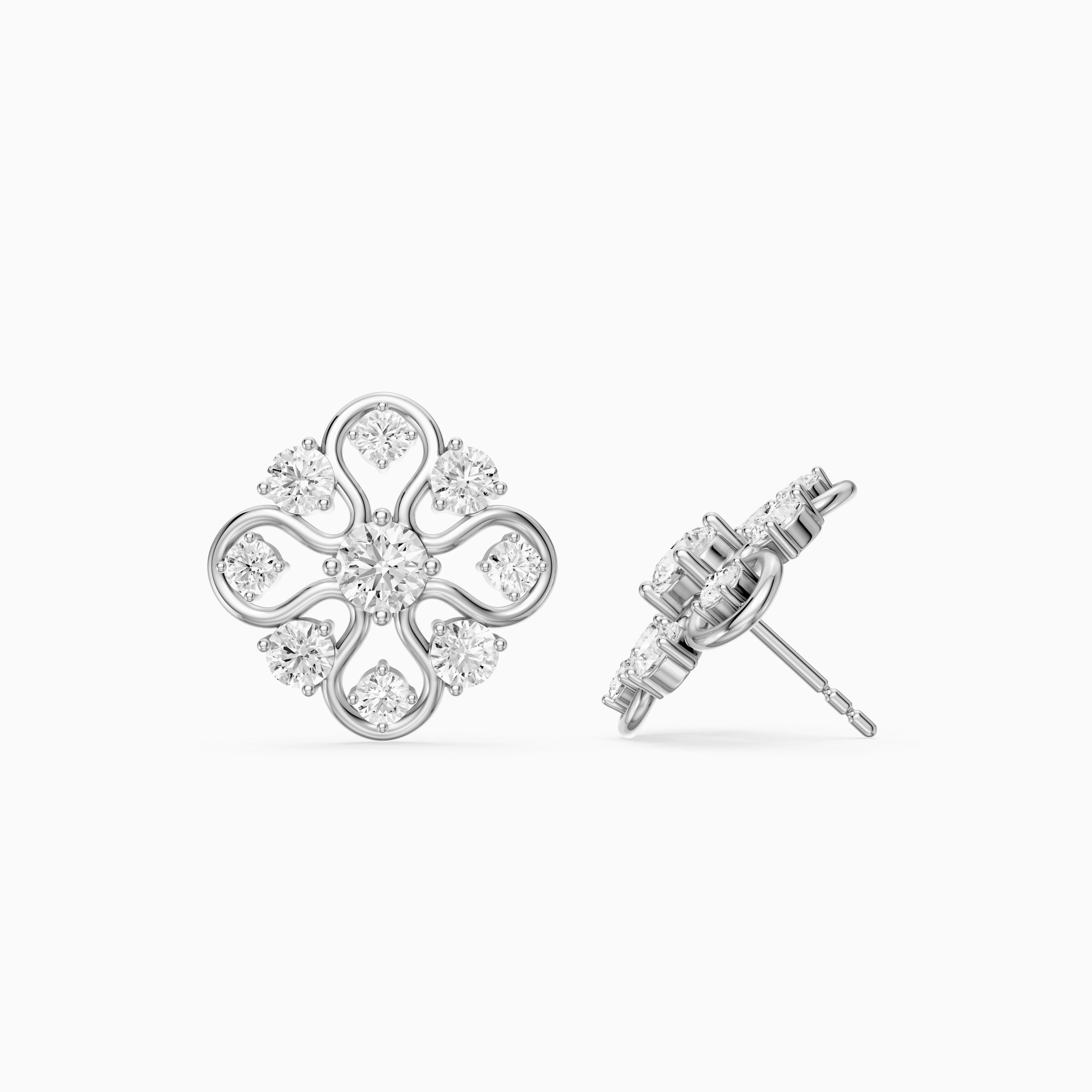 Zelinda Round Lab Grown Diamond Floral Filigree Stud Earrings