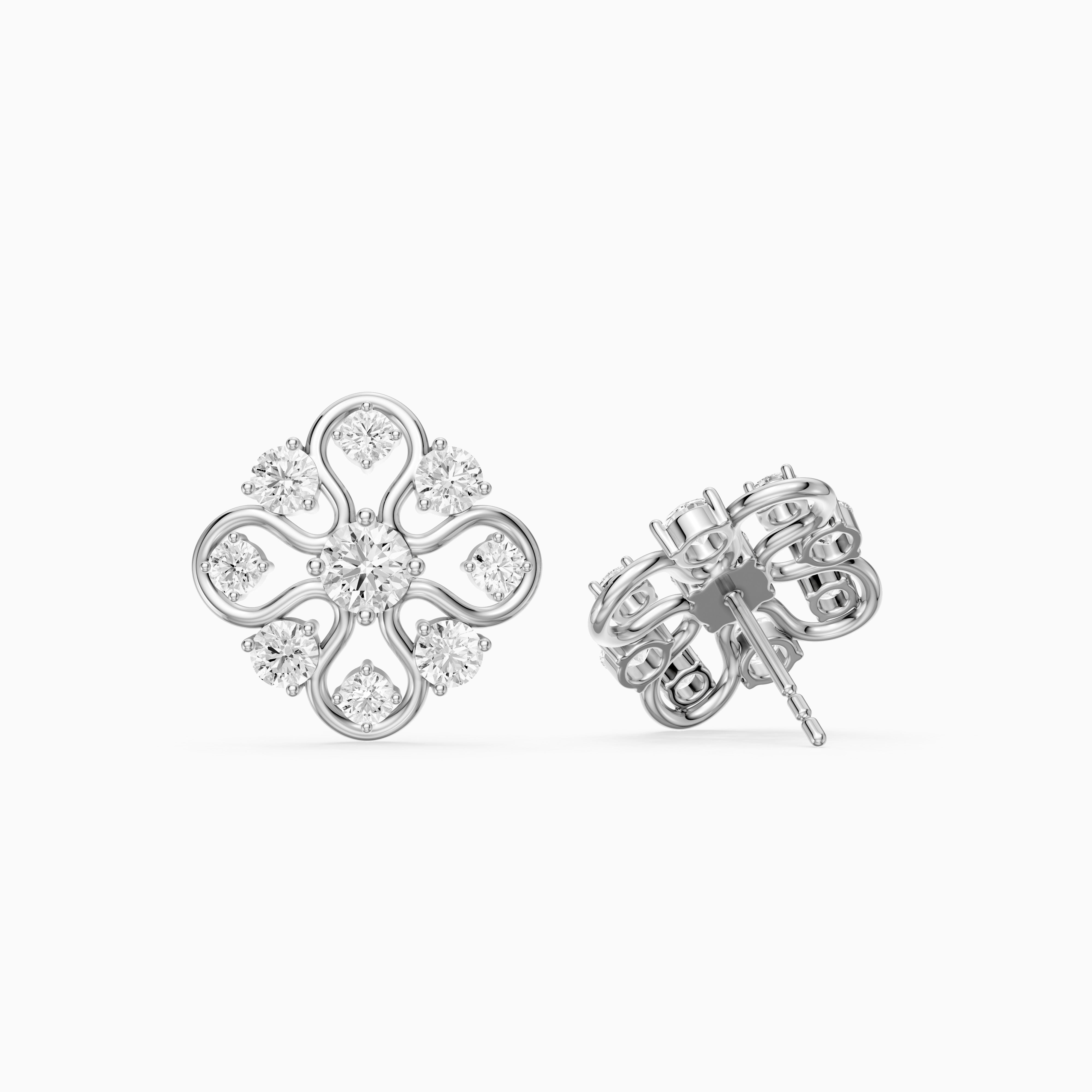 Zelinda Round Lab Grown Diamond Floral Filigree Stud Earrings