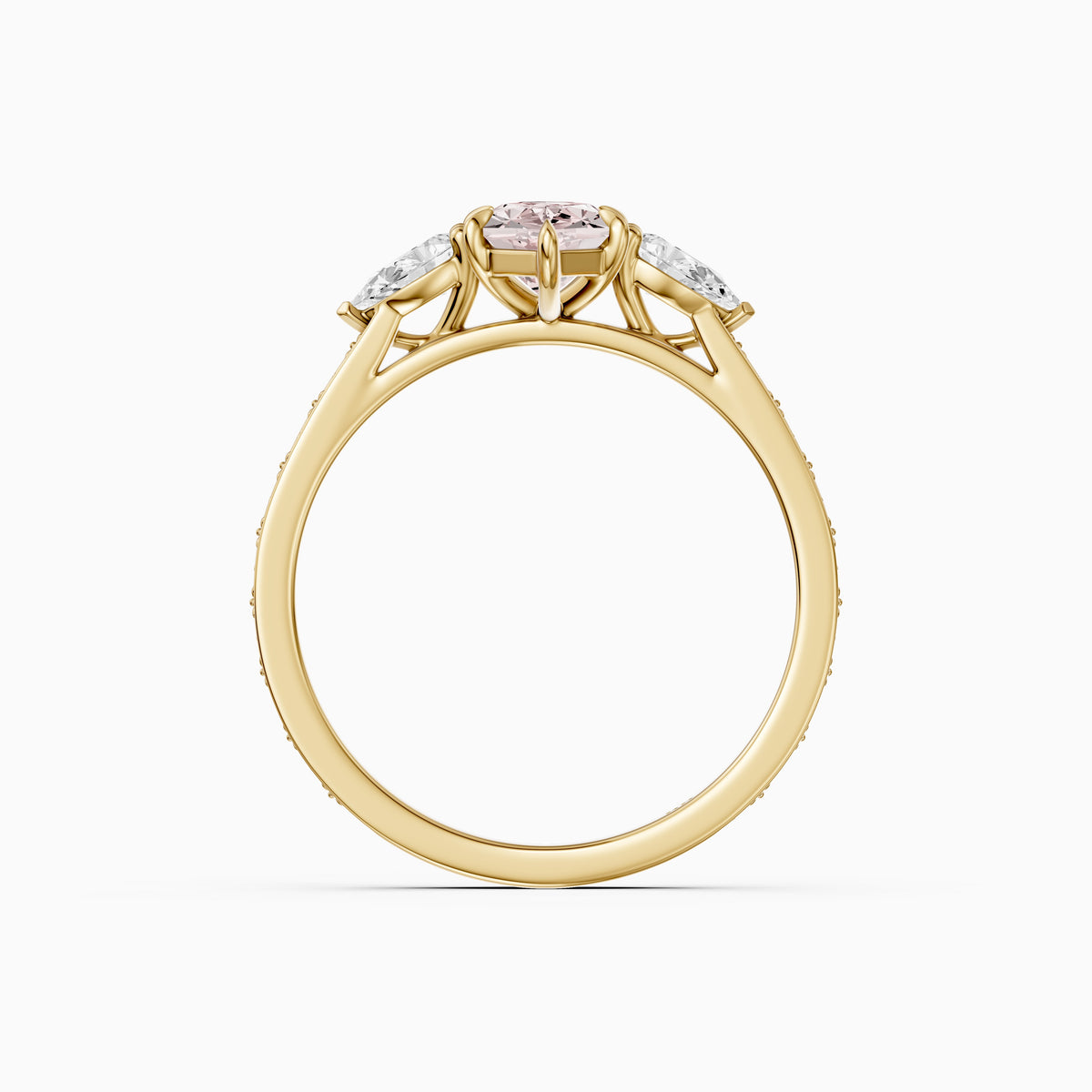 Winslet Dutch Marquise Cut Pink Lab Grown Diamond Vintage Three Stone Ring