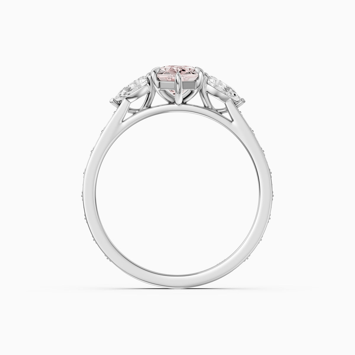 Winslet Dutch Marquise Cut Pink Lab Grown Diamond Vintage Three Stone Ring