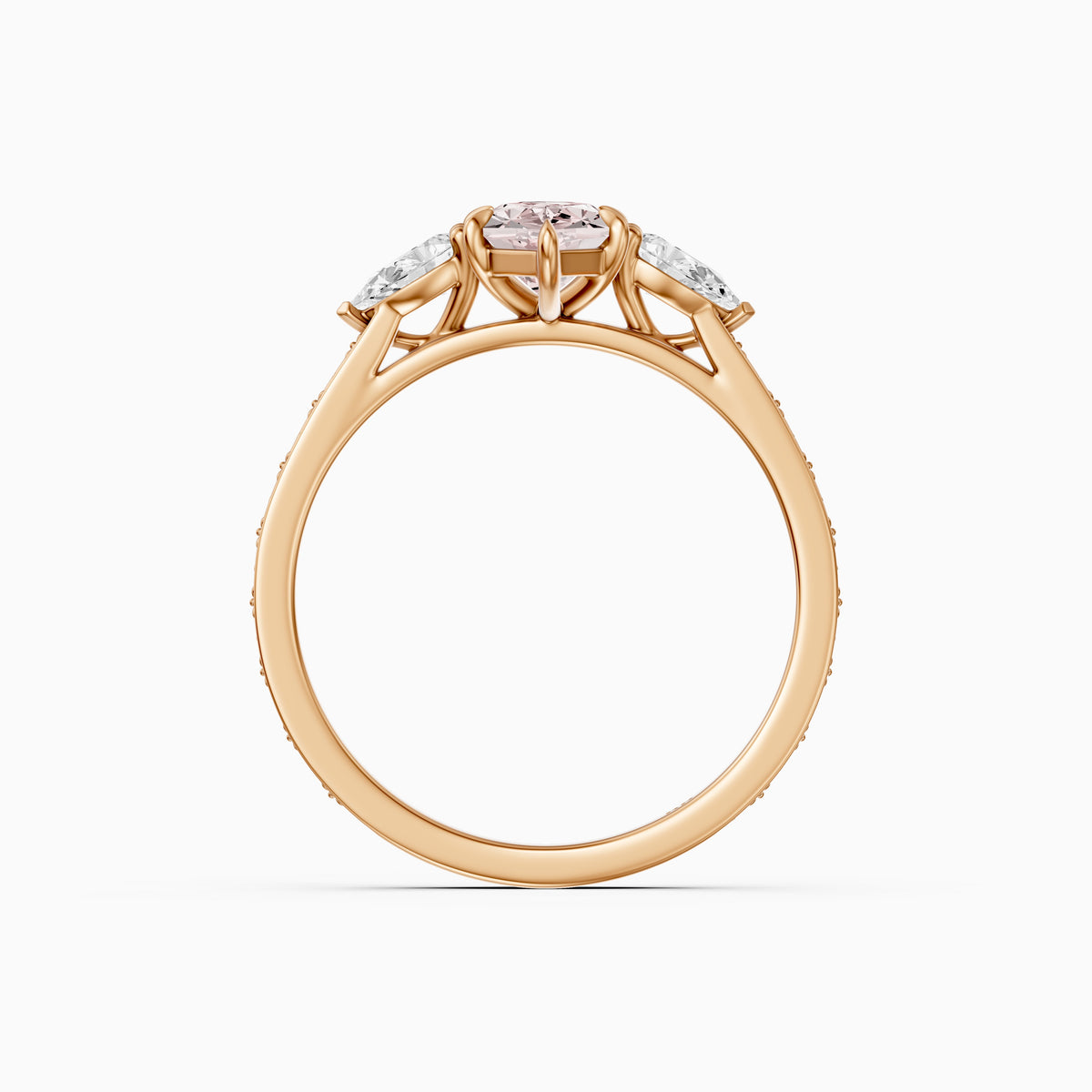Winslet Dutch Marquise Cut Pink Lab Grown Diamond Vintage Three Stone Ring