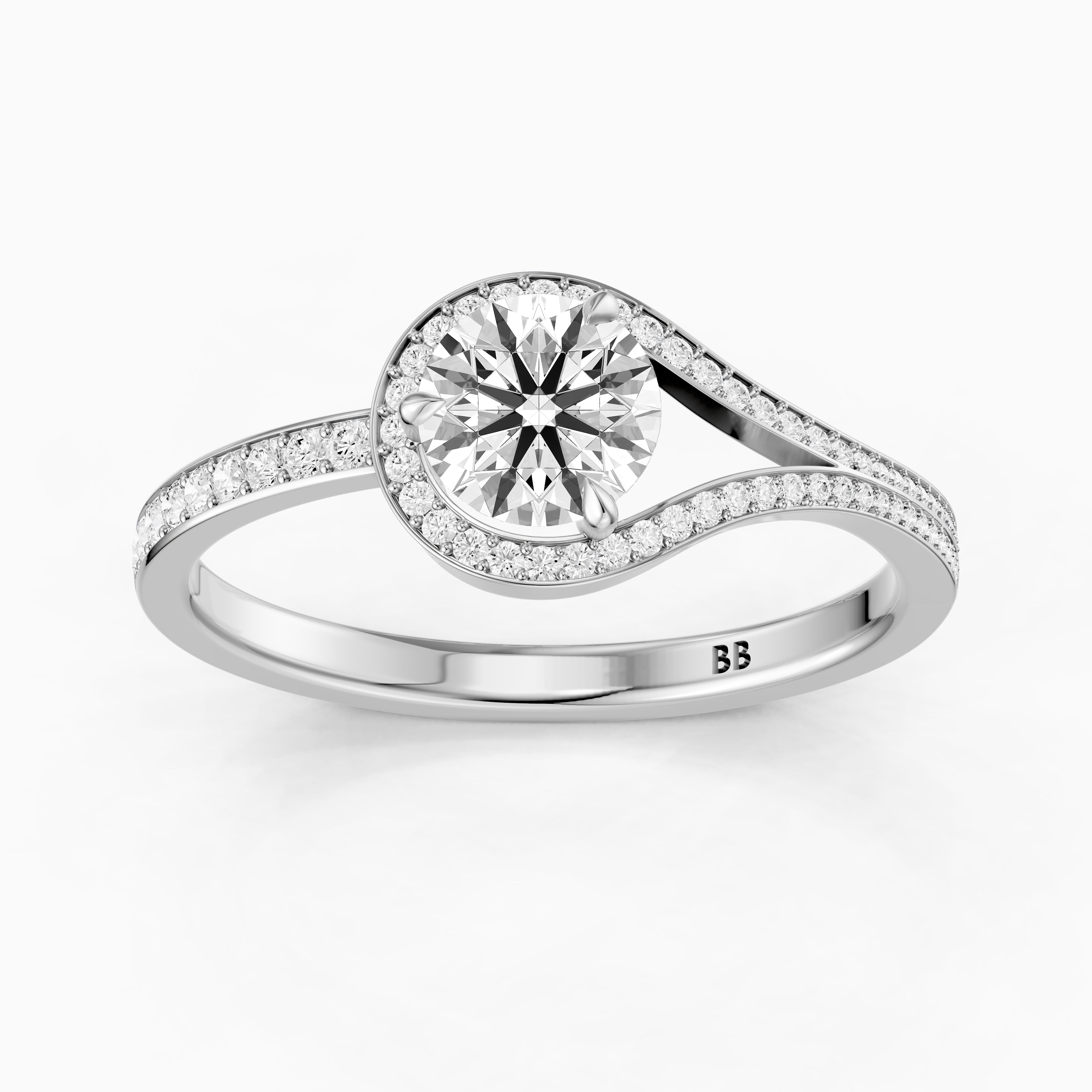 Ashlee Round Cut Unique Halo Channel Set Moissanite Diamond Ring