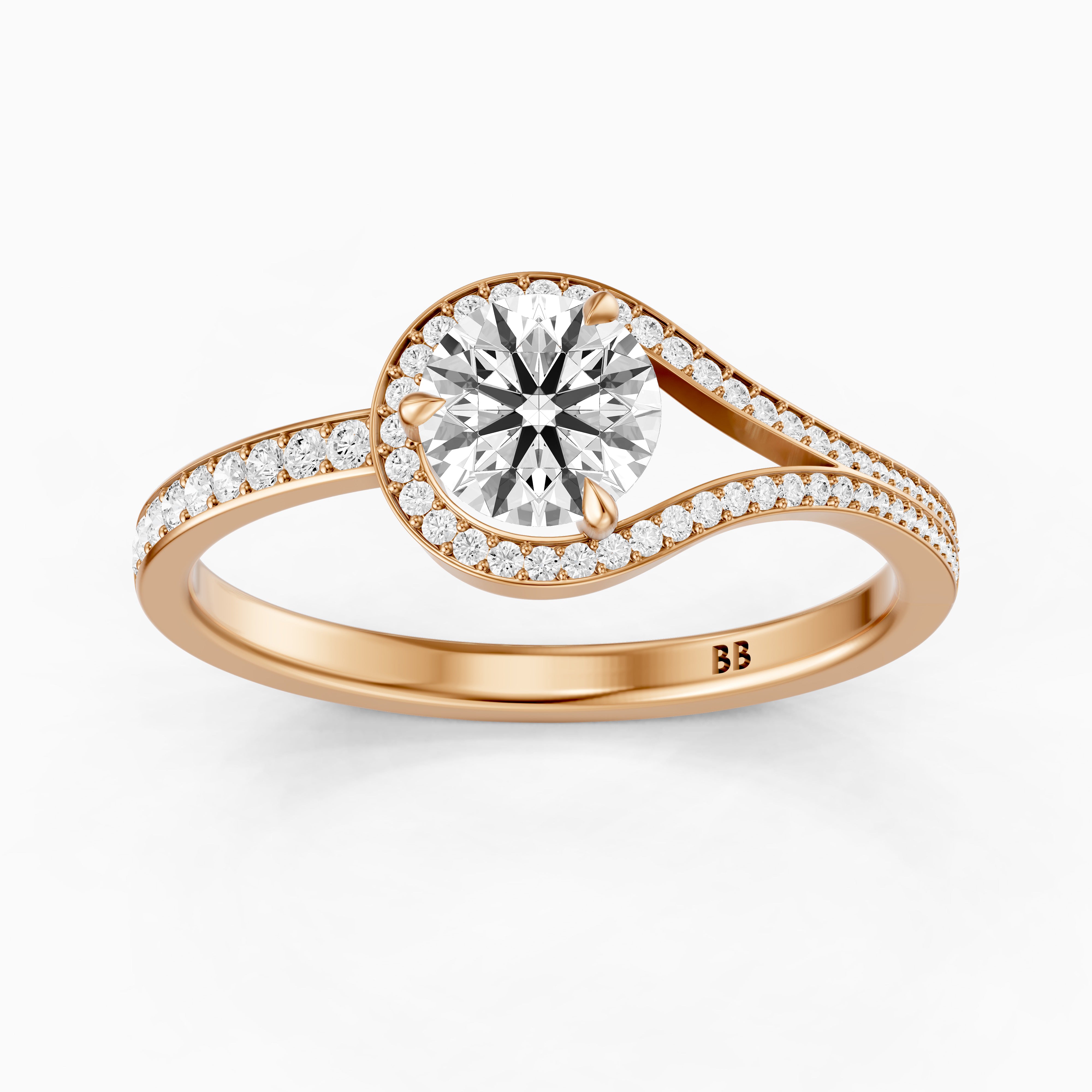 Ashlee Round Cut Unique Halo Channel Set Moissanite Diamond Ring