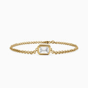 Keely East West Emerald Cut Lab Grown Diamond Single Stone Bezel Bracelet