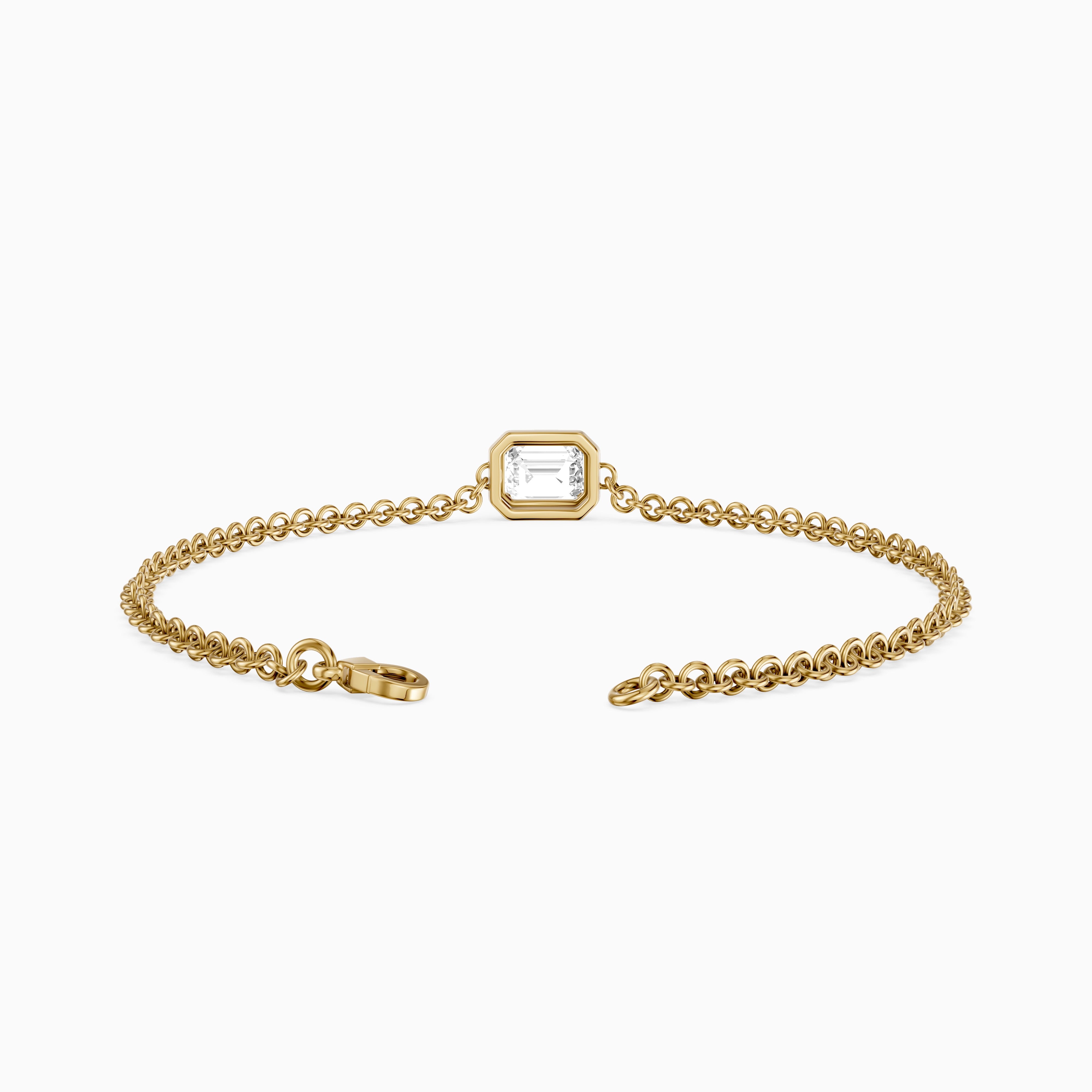 Keely East West Emerald Cut Lab Grown Diamond Single Stone Bezel Bracelet