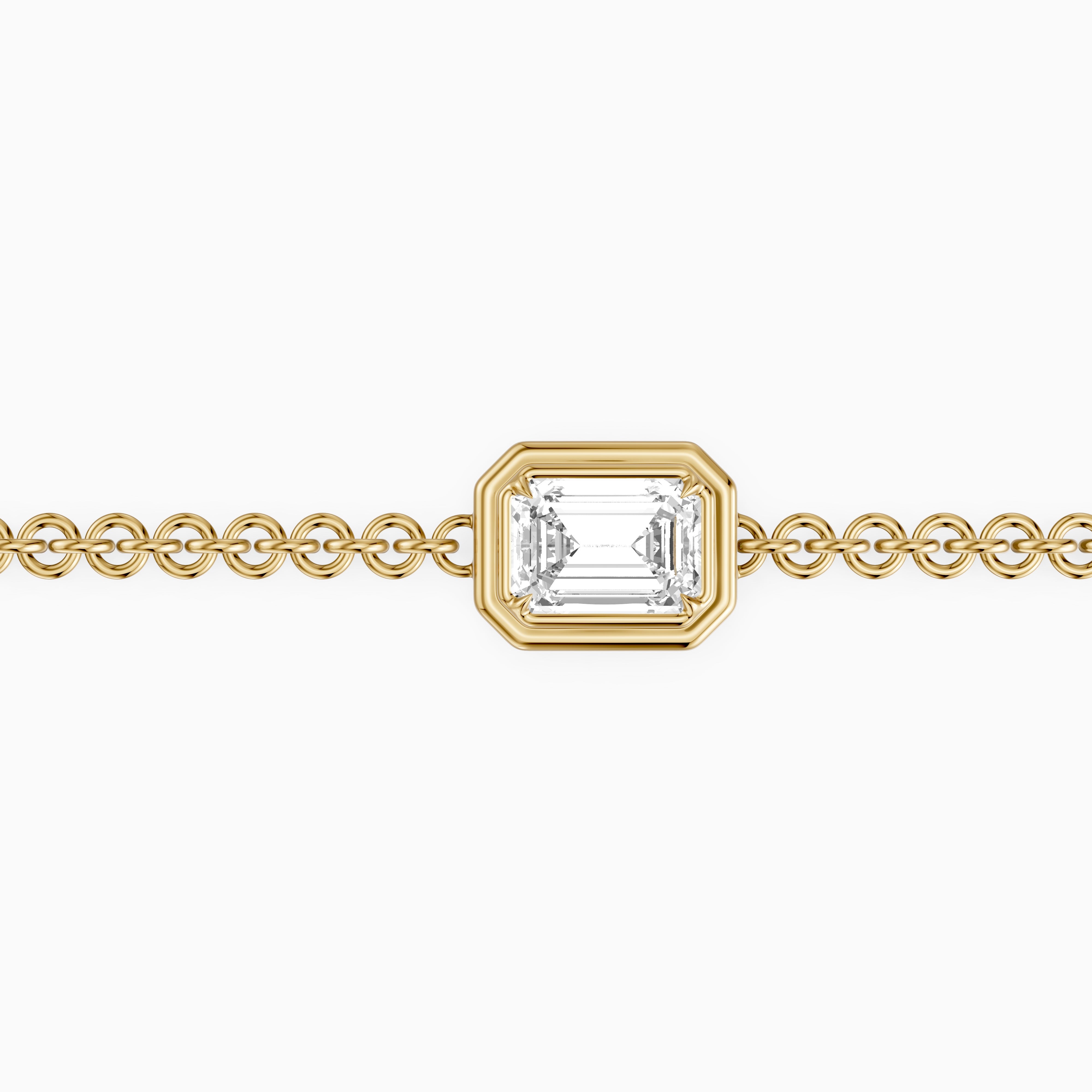 Keely East West Emerald Cut Lab Grown Diamond Single Stone Bezel Bracelet