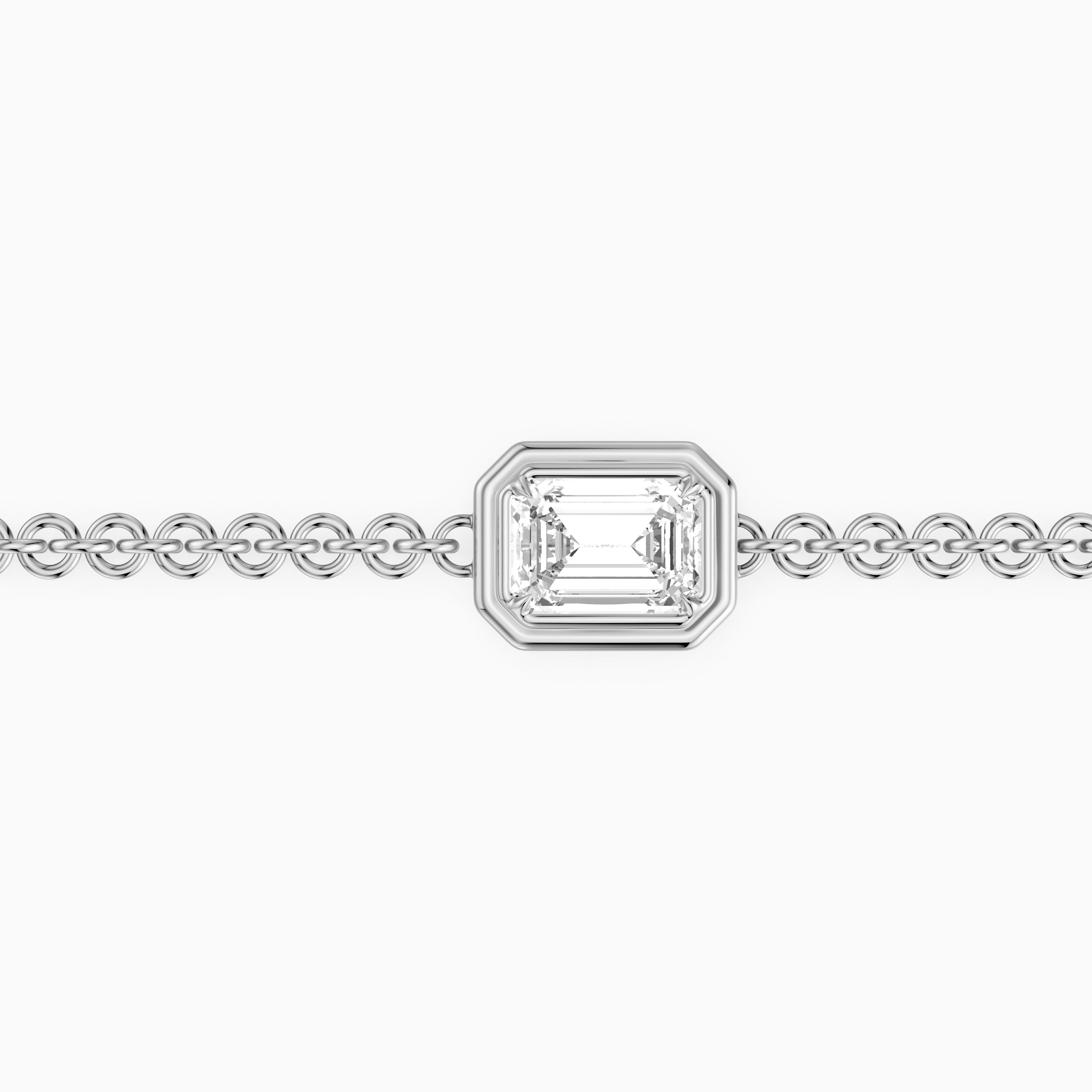 Keely East West Emerald Cut Lab Grown Diamond Single Stone Bezel Bracelet