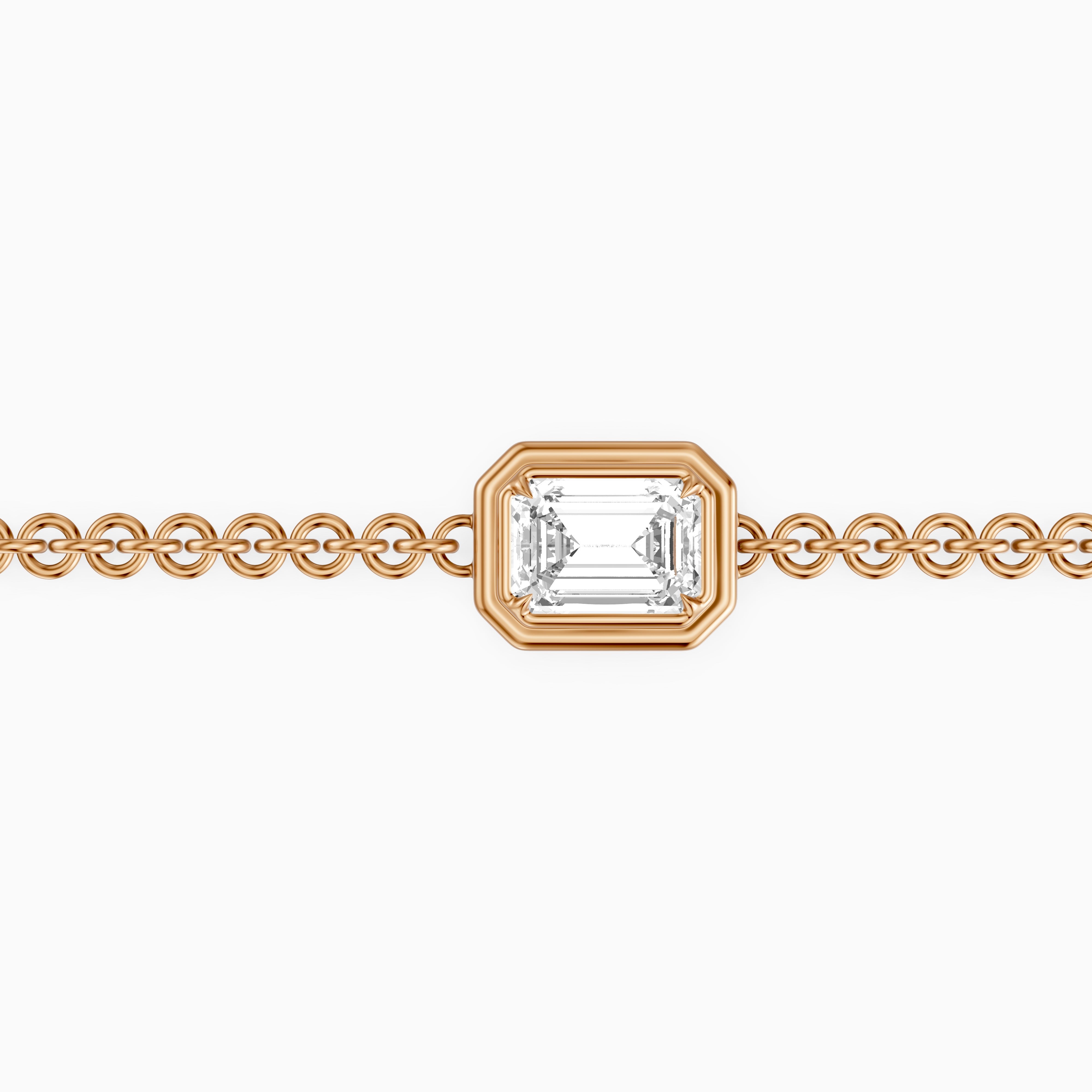 Keely East West Emerald Cut Lab Grown Diamond Single Stone Bezel Bracelet
