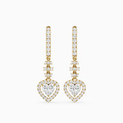 Hartley Heart Shape and Round Lab Grown Diamond Halo Drop Earrings