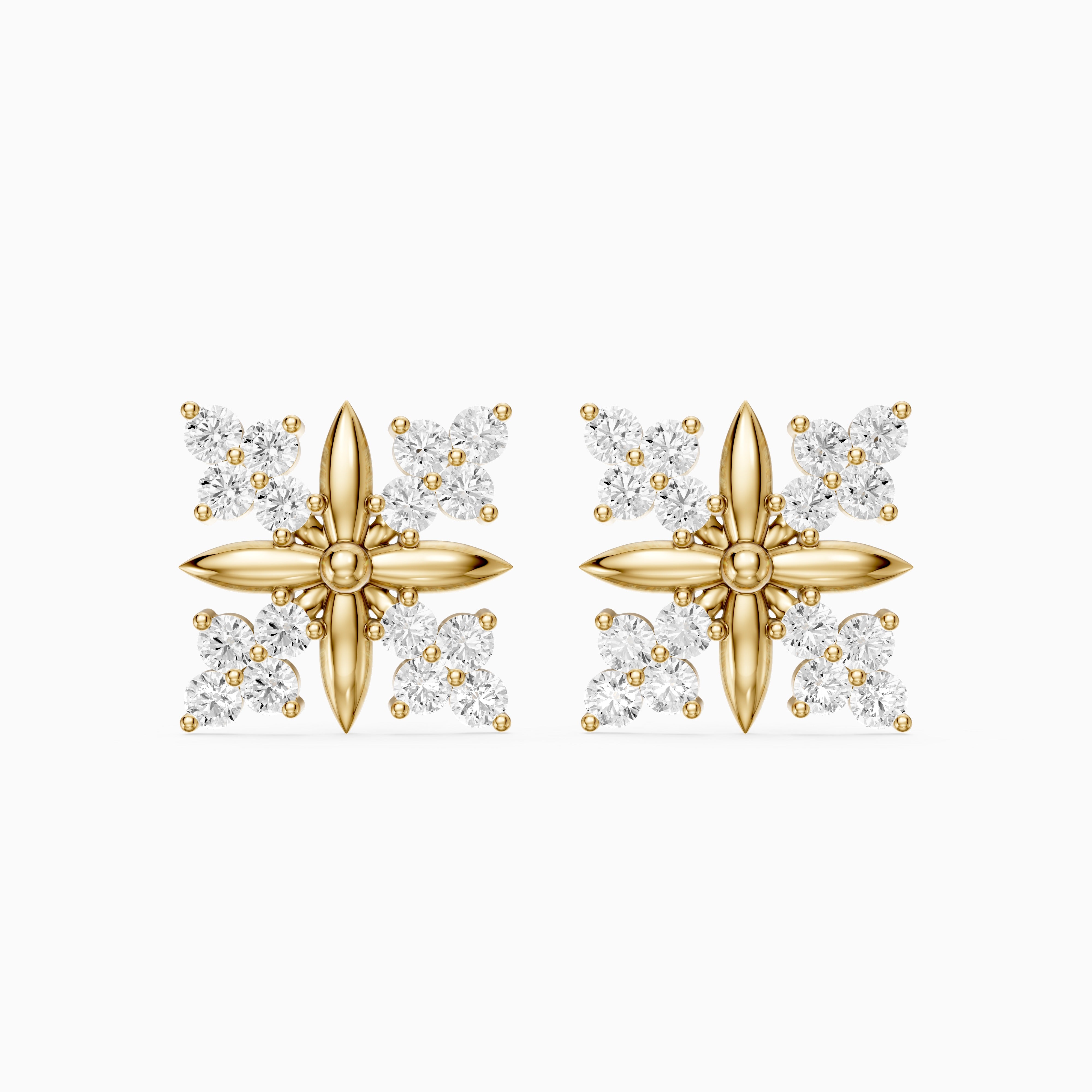 Zenia Round Lab Grown Diamond Floral Cluster Stud Earrings