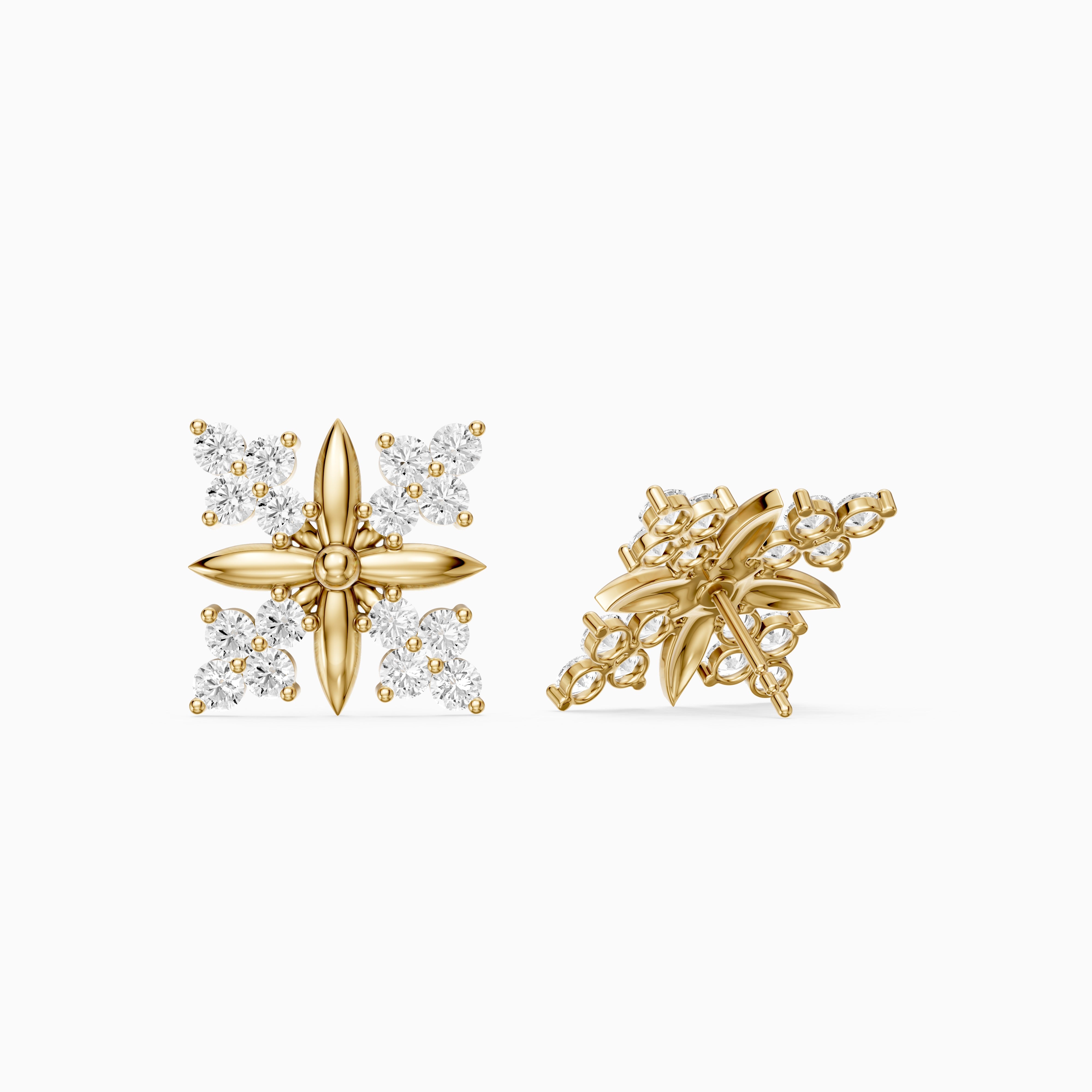 Zenia Round Lab Grown Diamond Floral Cluster Stud Earrings