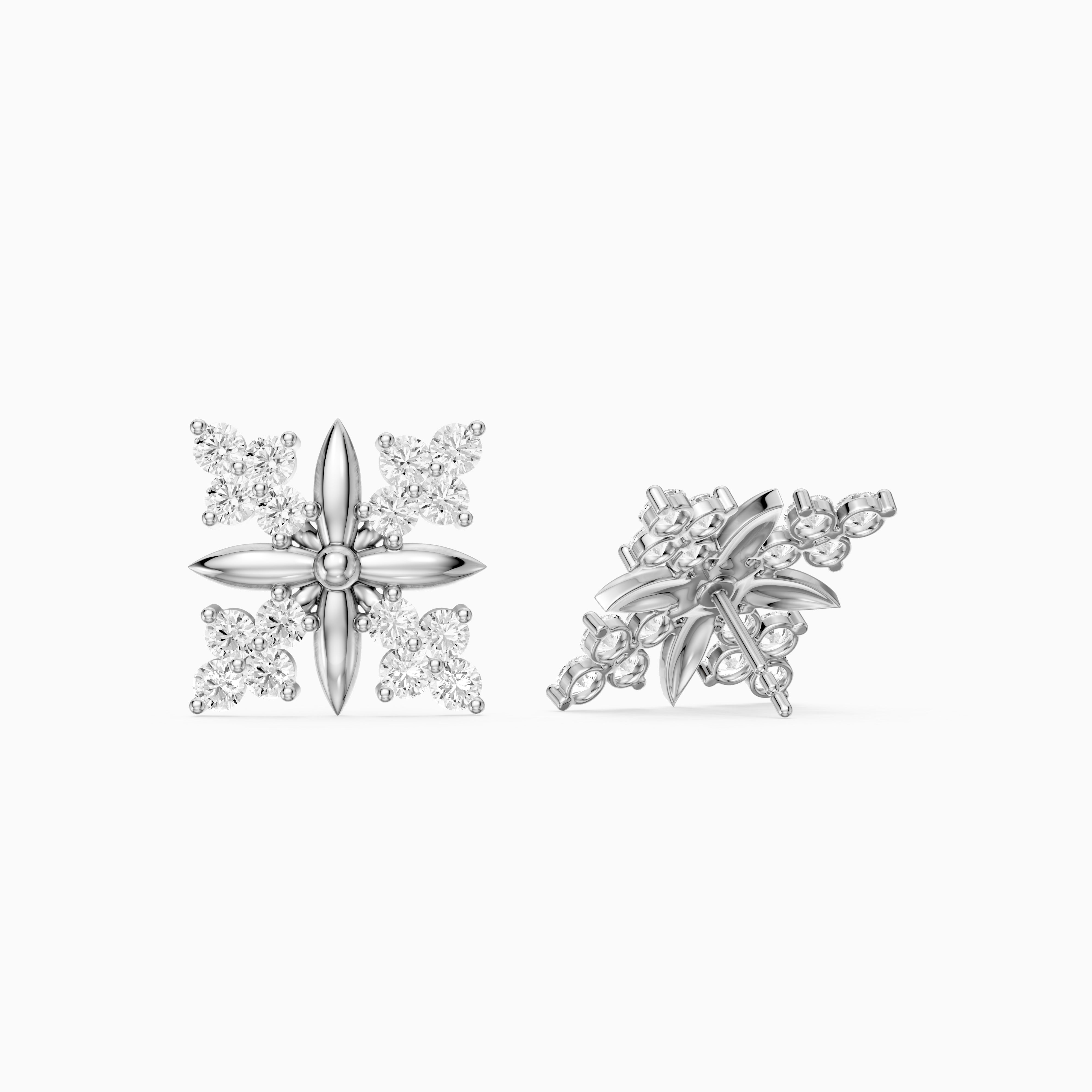 Zenia Round Lab Grown Diamond Floral Cluster Stud Earrings