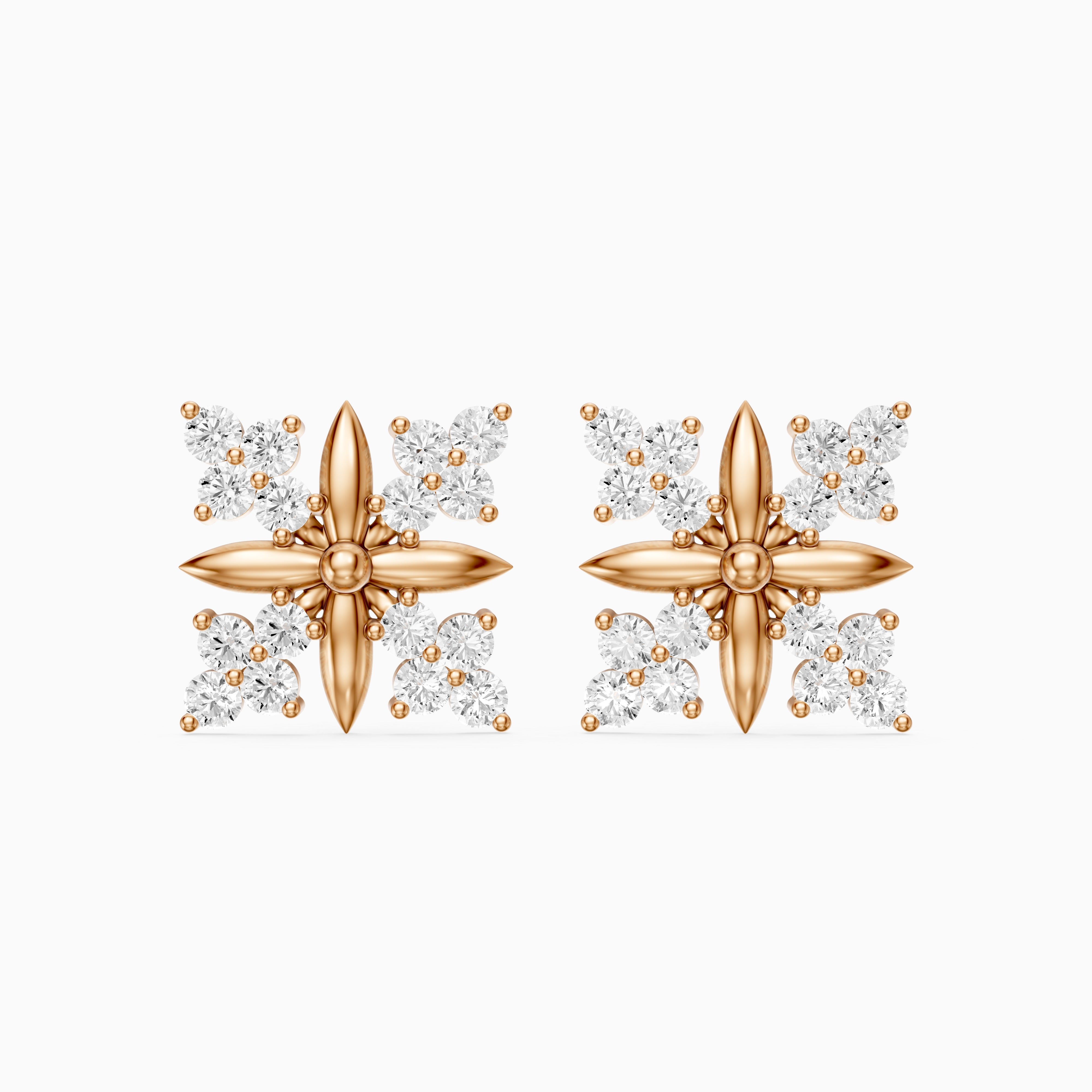 Zenia Round Lab Grown Diamond Floral Cluster Stud Earrings