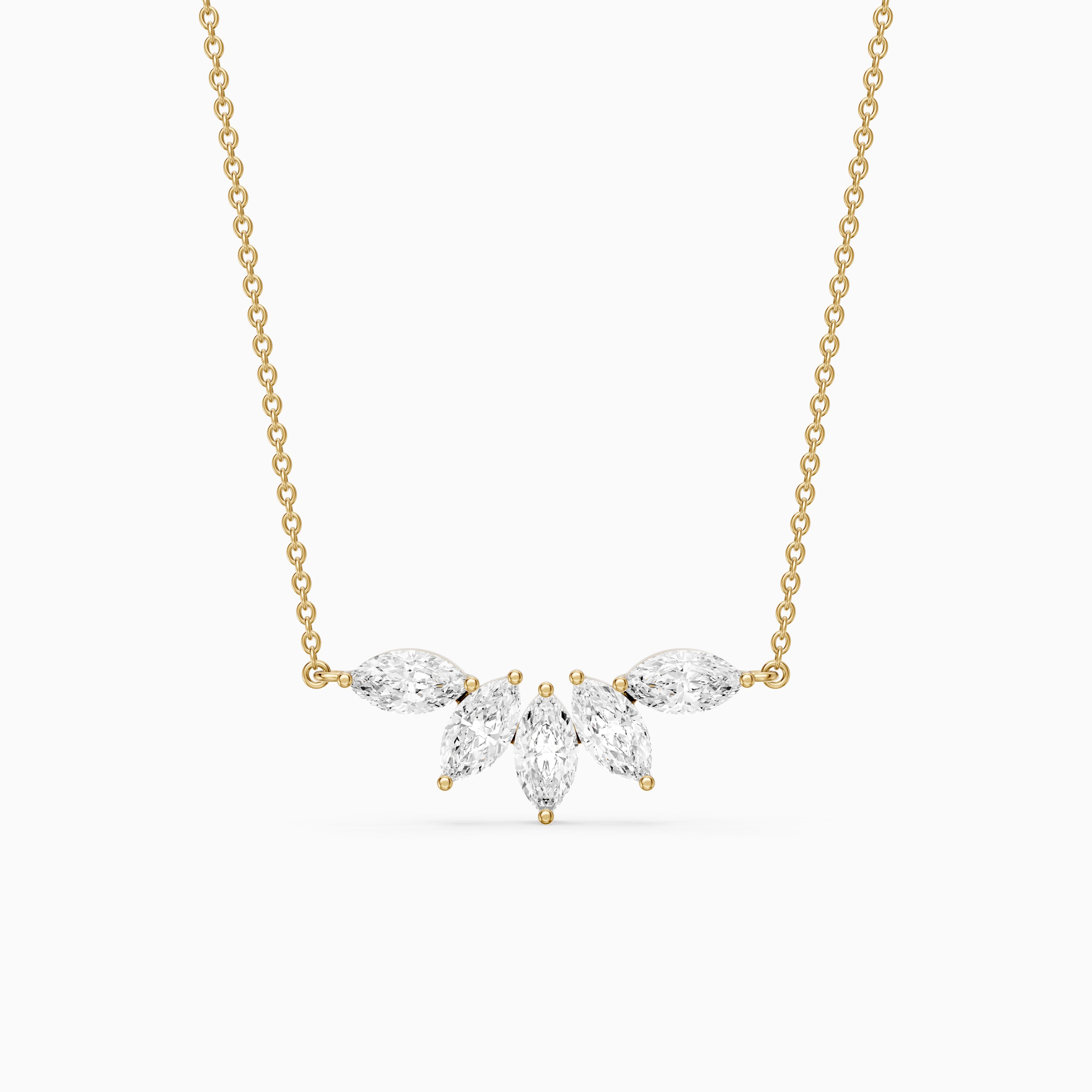 Sabrina Marquise Cut Lab Grown Diamond Five Stone Necklace