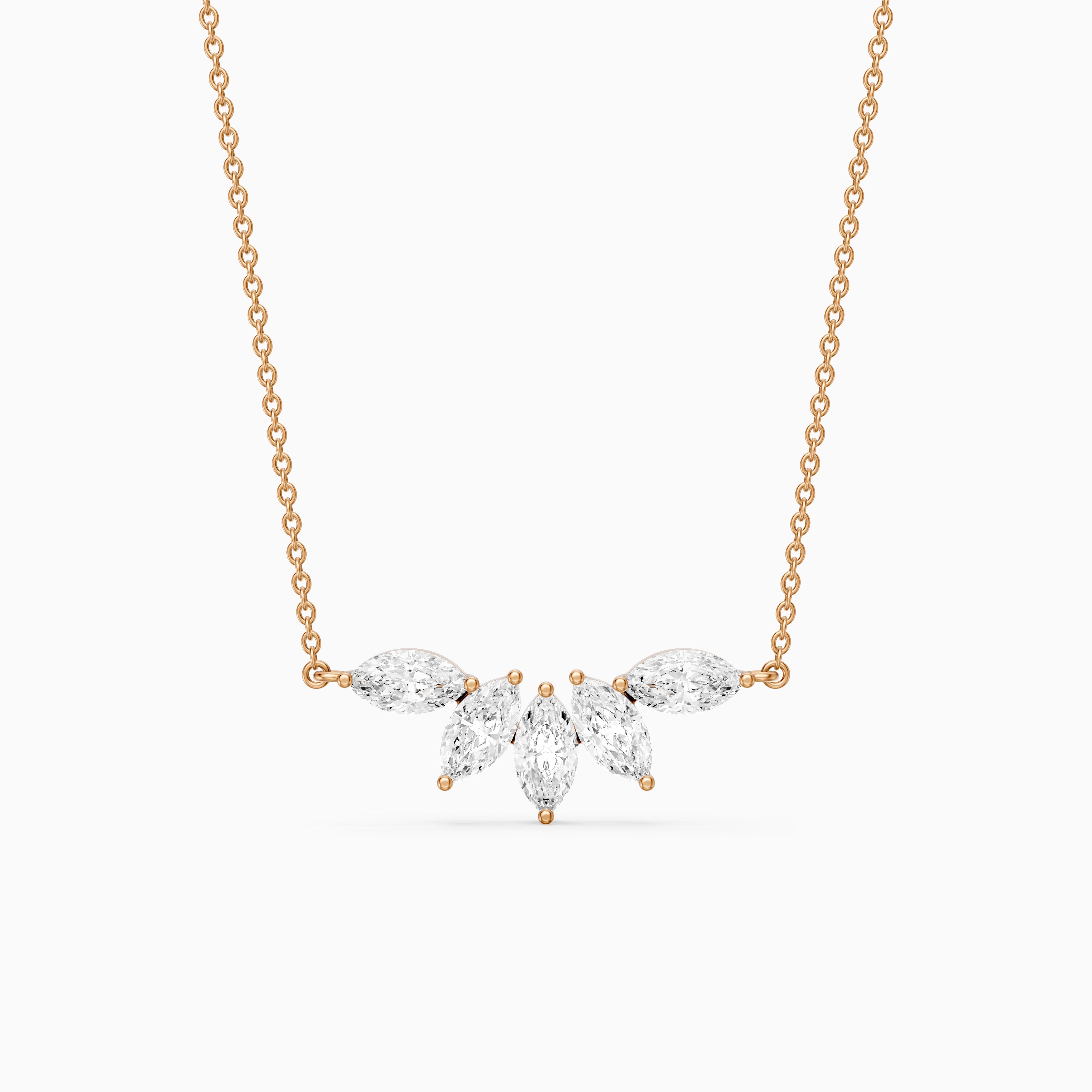 Sabrina Marquise Cut Lab Grown Diamond Five Stone Necklace