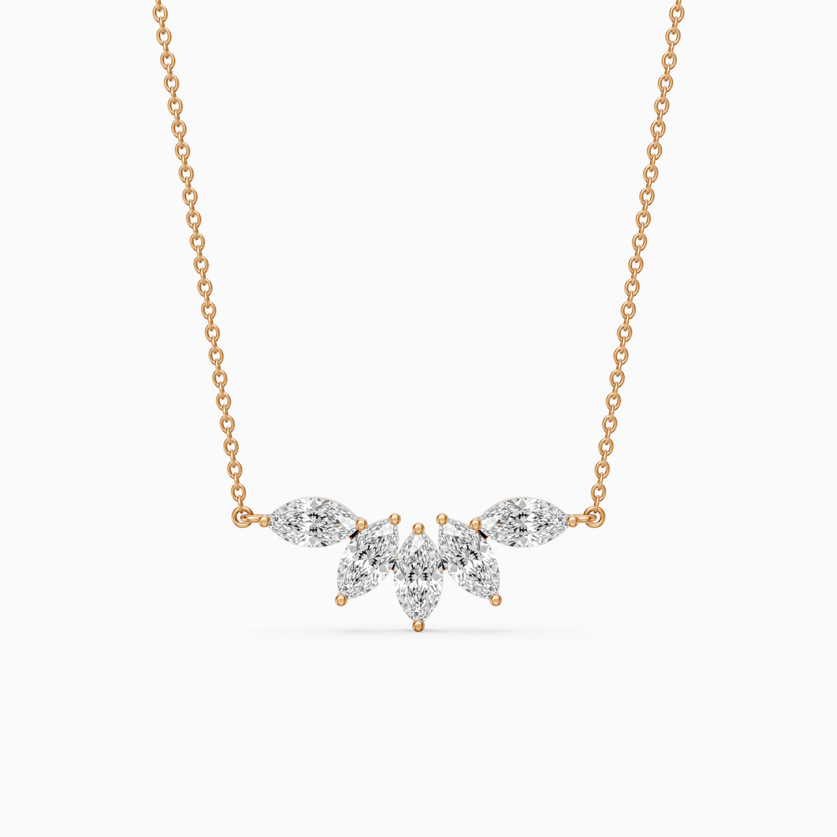 Sabrina Marquise Cut Lab Grown Diamond Five Stone Necklace