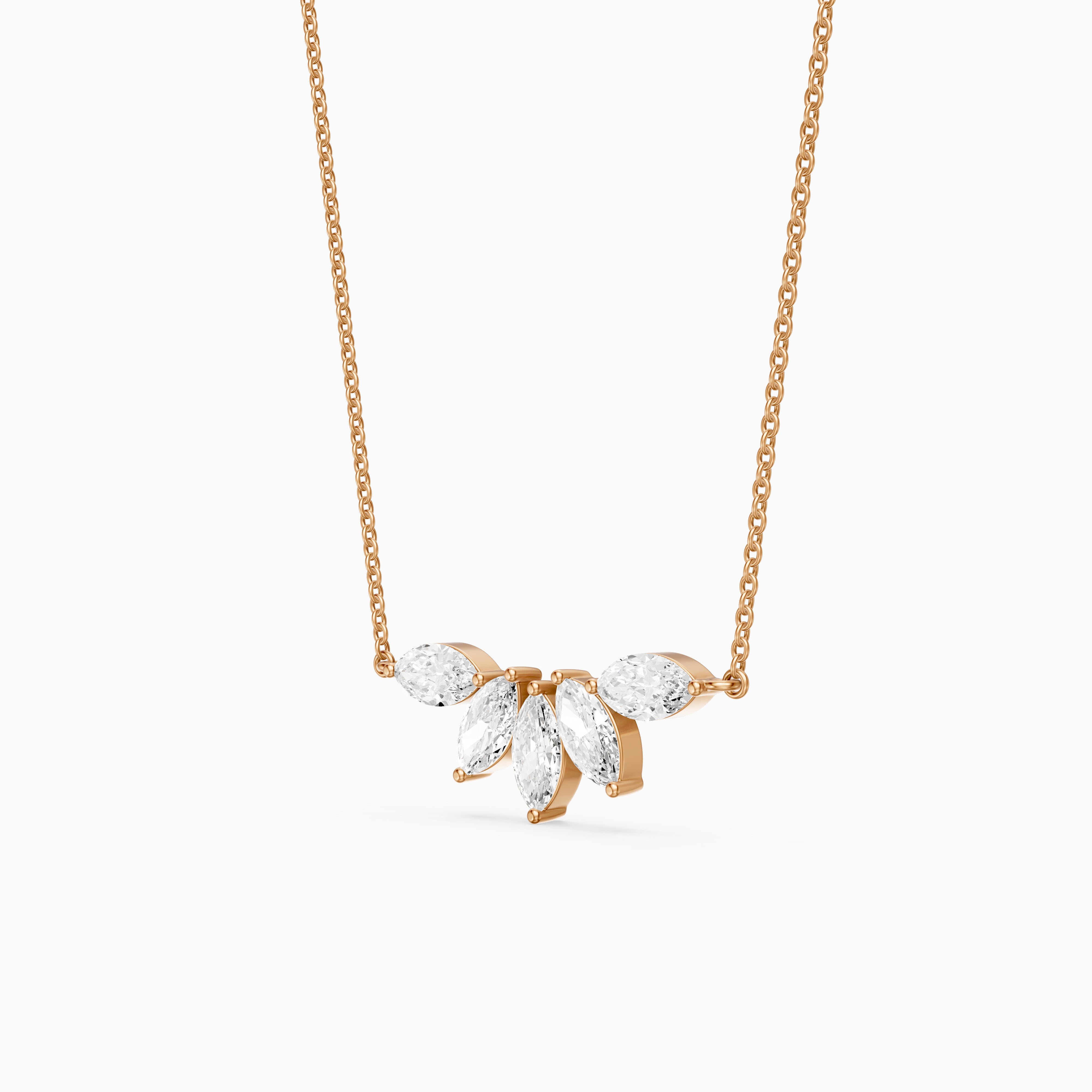 Sabrina Marquise Cut Lab Grown Diamond Five Stone Necklace