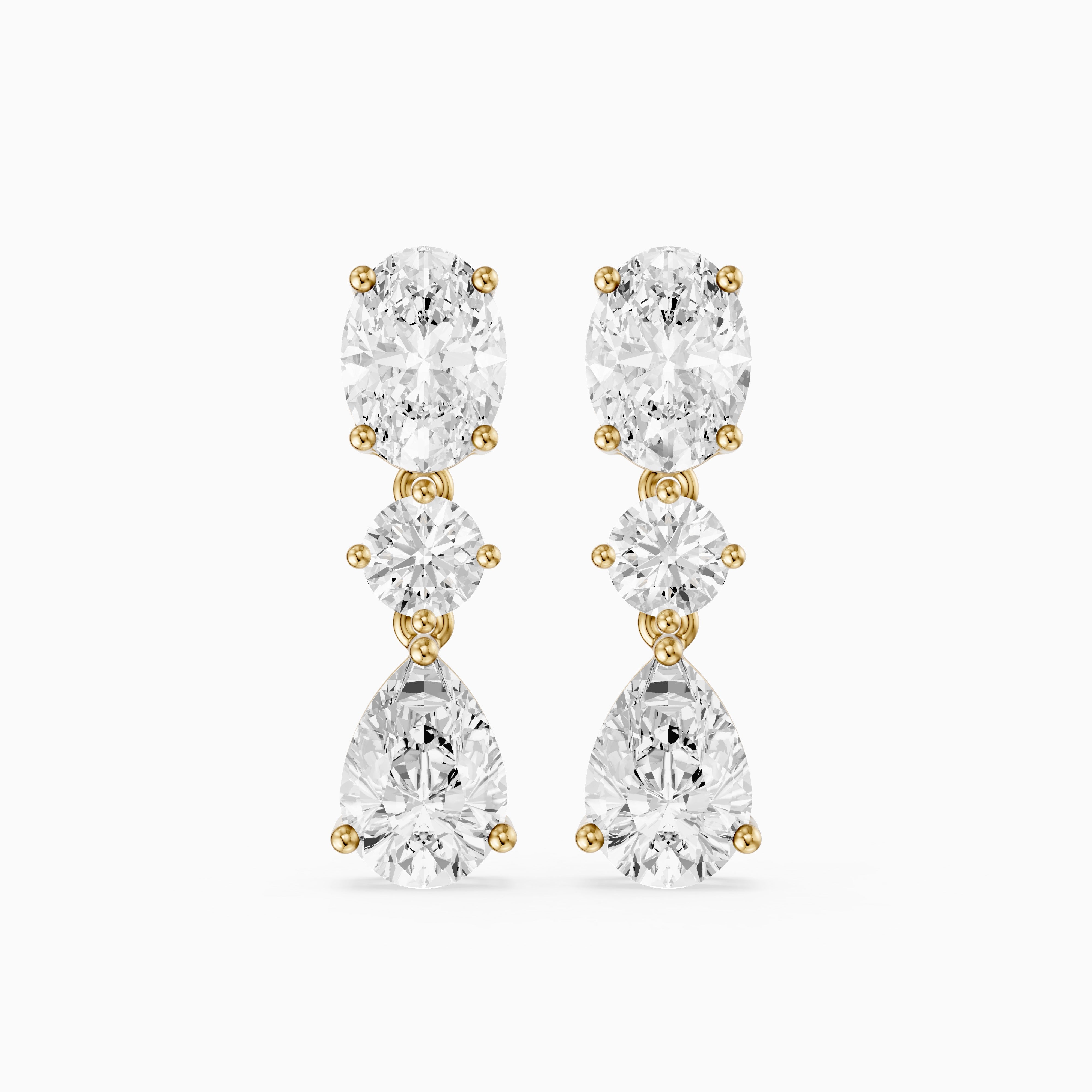 Iliana Oval, Round and Pear Cut Lab Grown Diamond Dangle Earrings