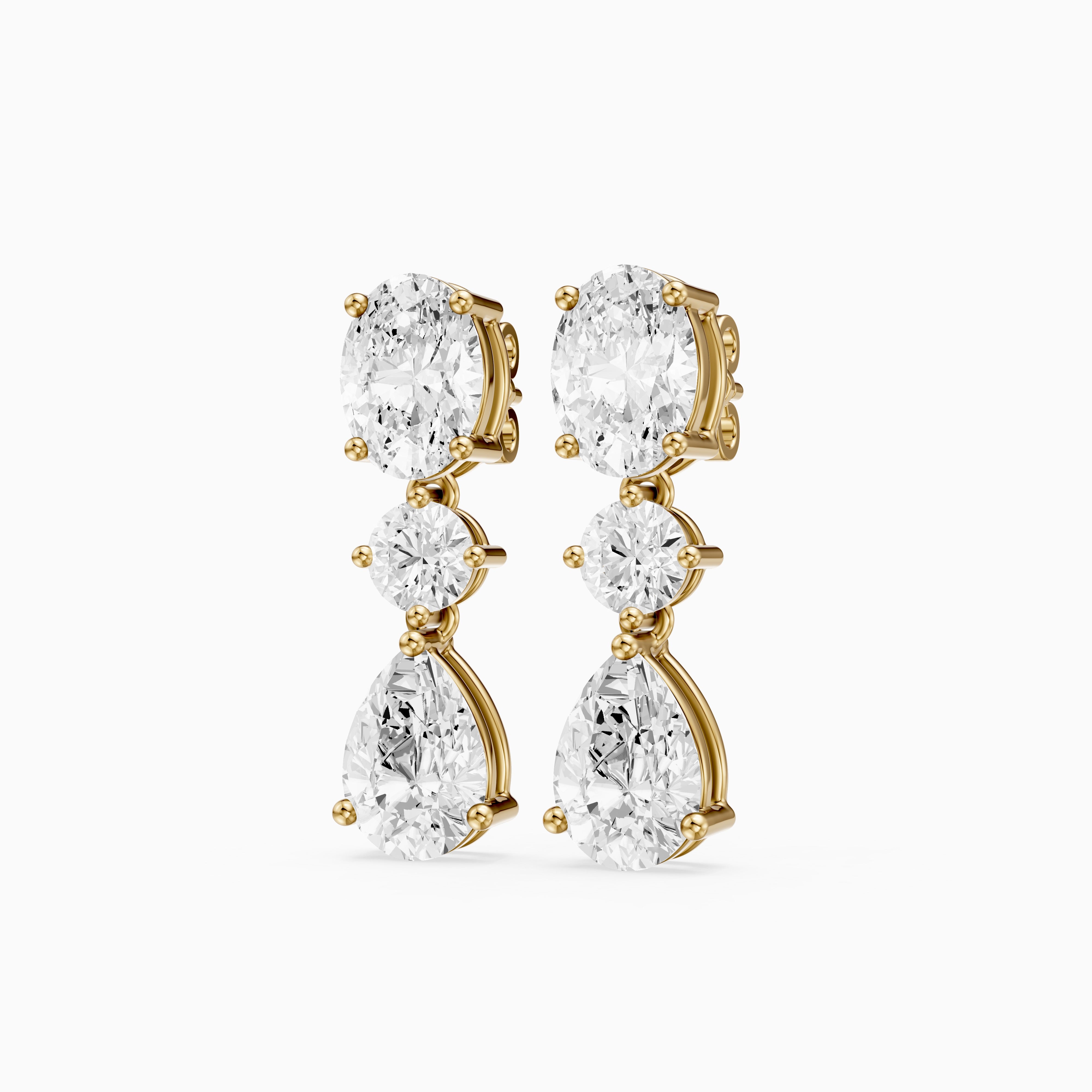 Iliana Oval, Round and Pear Cut Lab Grown Diamond Dangle Earrings