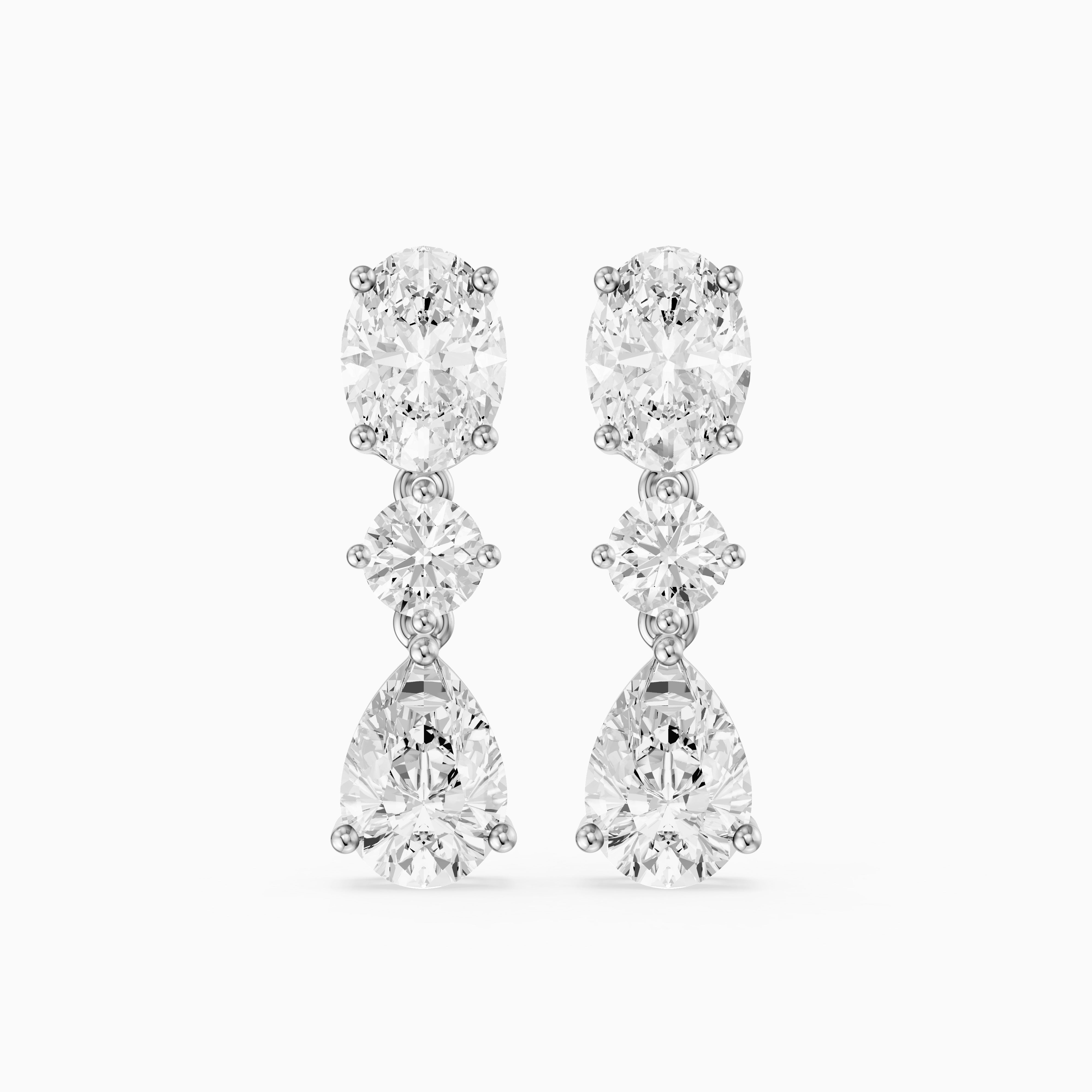 Iliana Oval, Round and Pear Cut Lab Grown Diamond Dangle Earrings