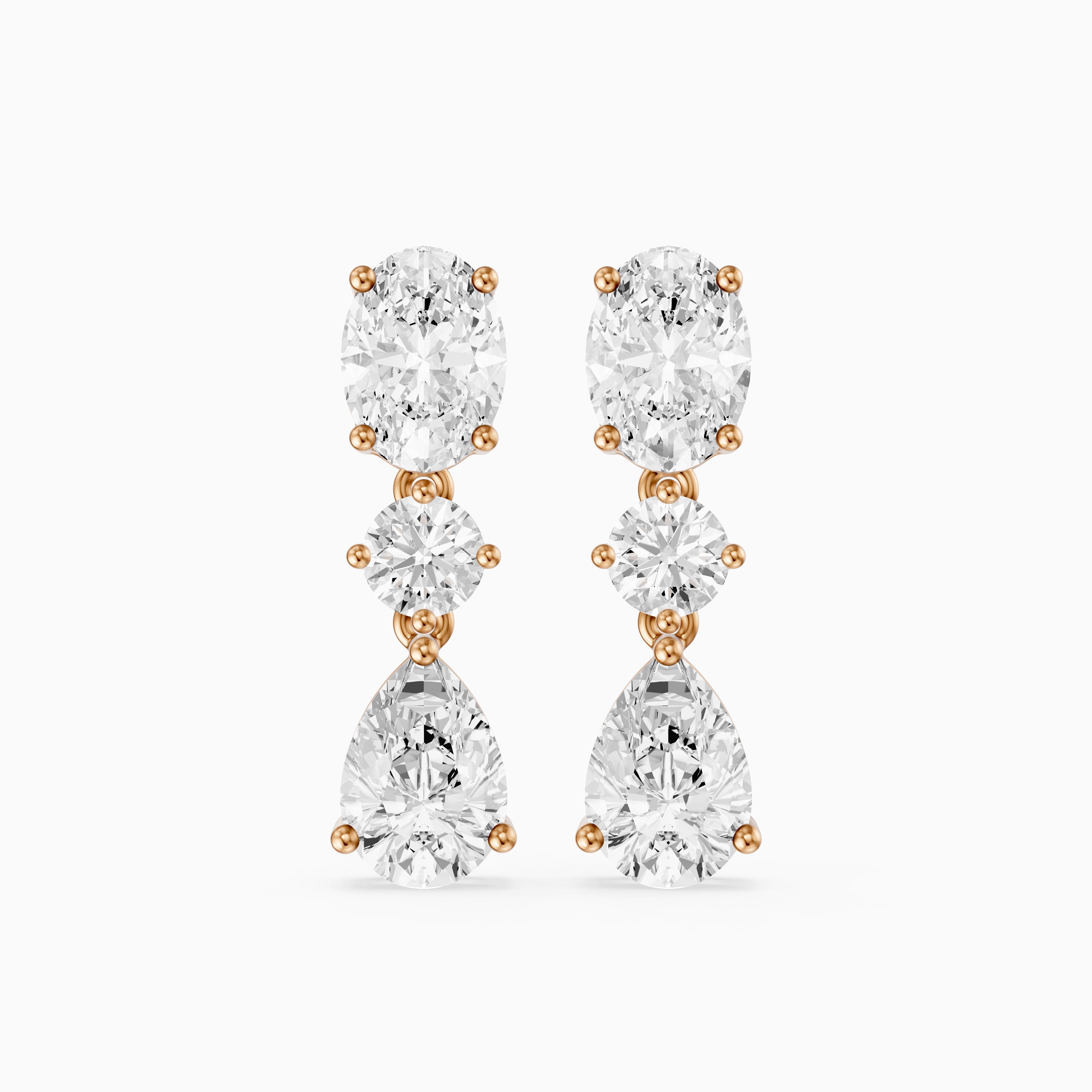 Iliana Oval, Round and Pear Cut Lab Grown Diamond Dangle Earrings