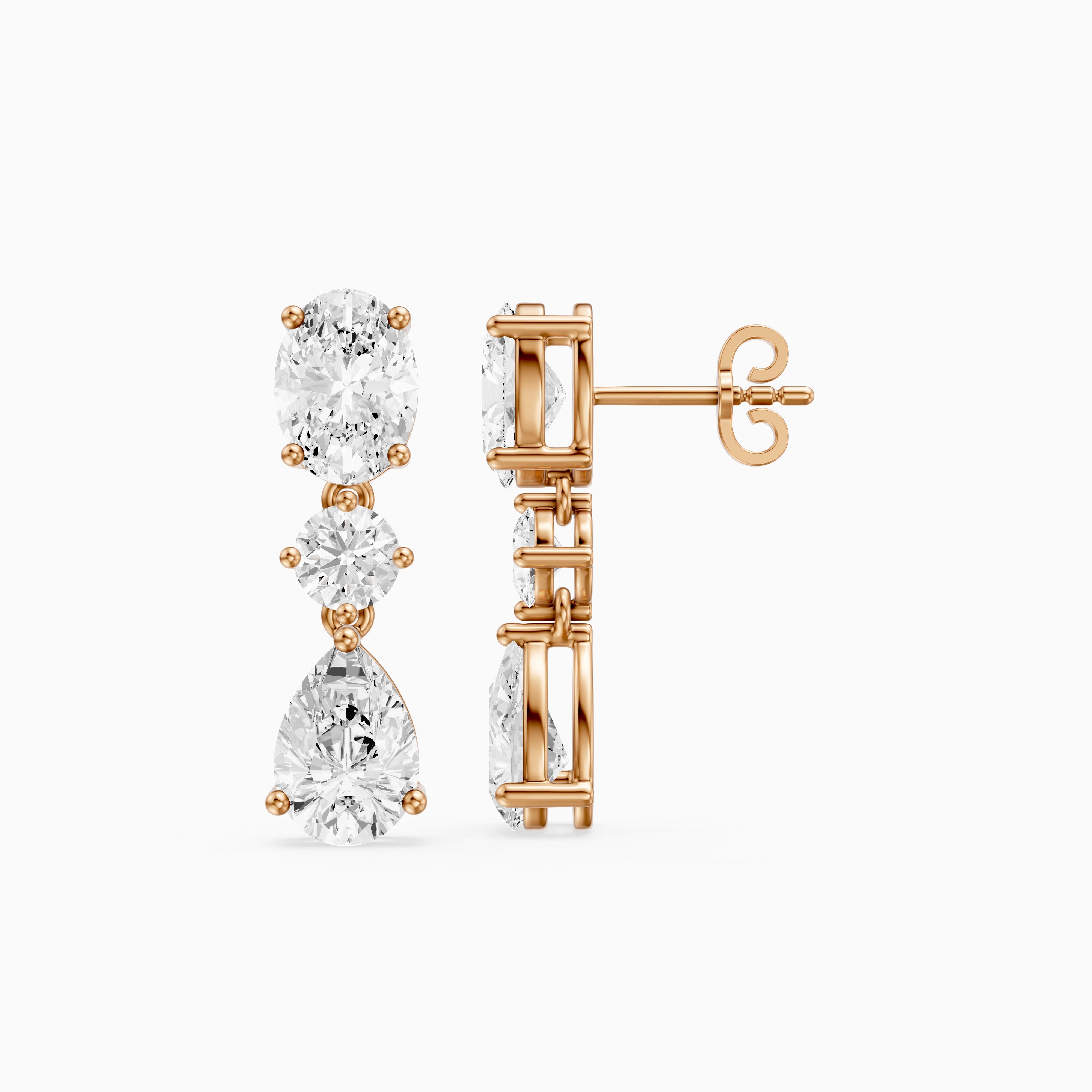 Iliana Oval, Round and Pear Cut Lab Grown Diamond Dangle Earrings