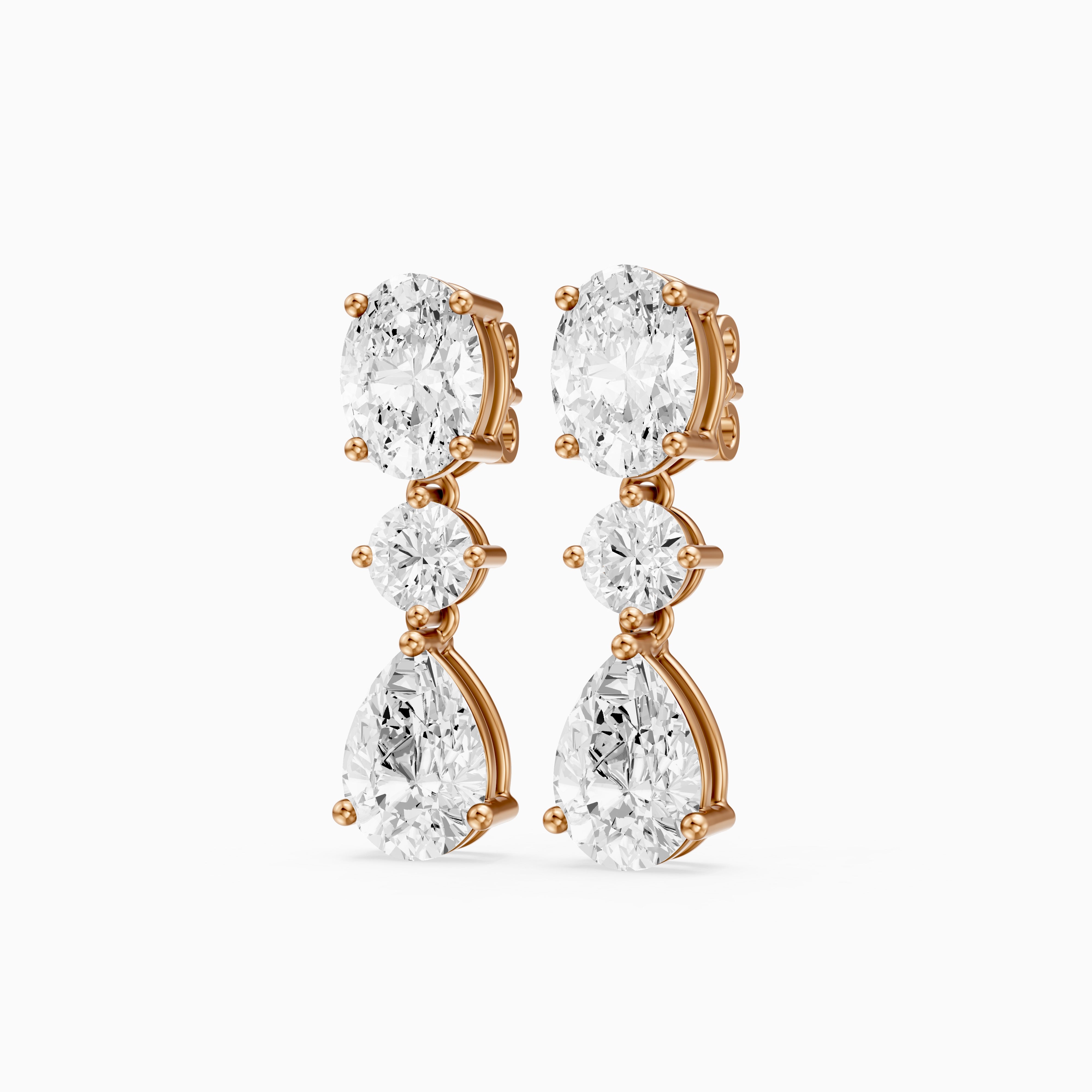 Iliana Oval, Round and Pear Cut Lab Grown Diamond Dangle Earrings