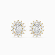 Zerline Oval Lab Grown Diamond Floral Cluster Halo Stud Earrings