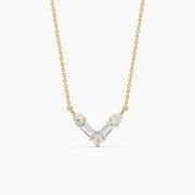 Marley Baguette and Round Lab Grown Diamond Chevron Pendant