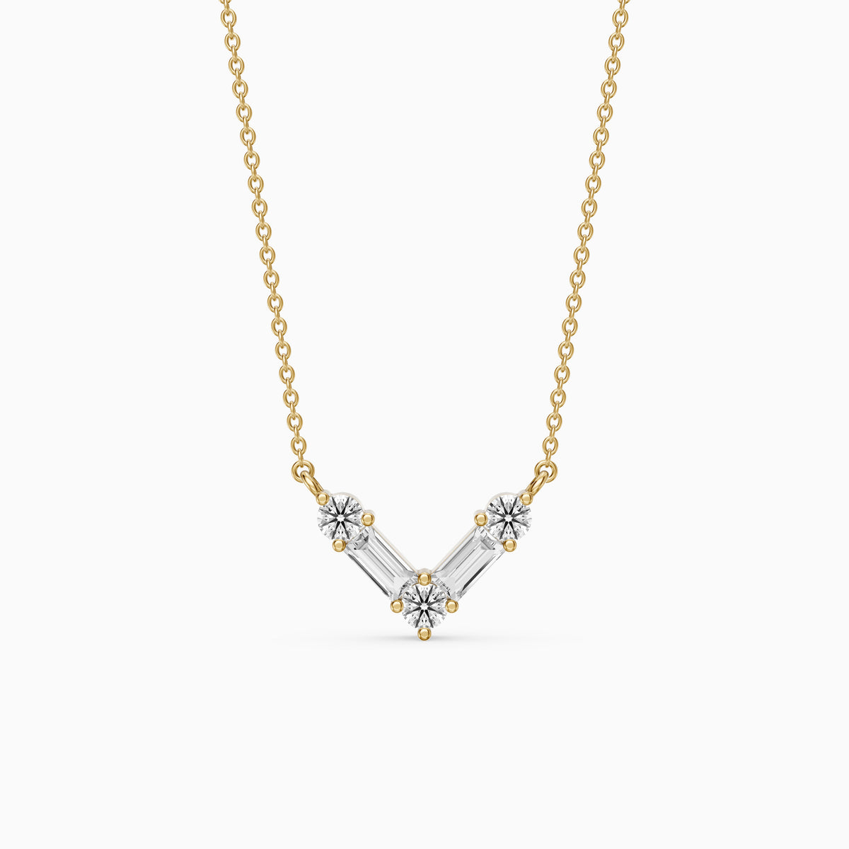 Marley Baguette and Round Lab Grown Diamond Chevron Pendant