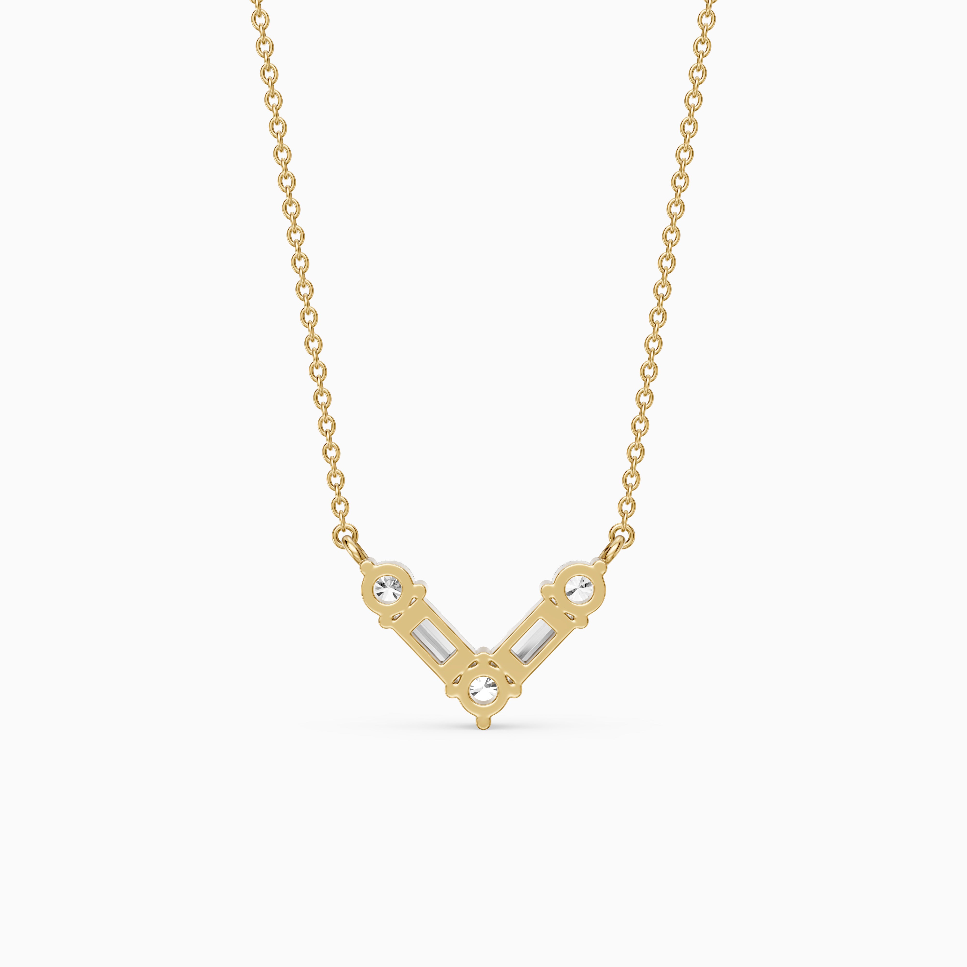 Marley Baguette and Round Lab Grown Diamond Chevron Pendant