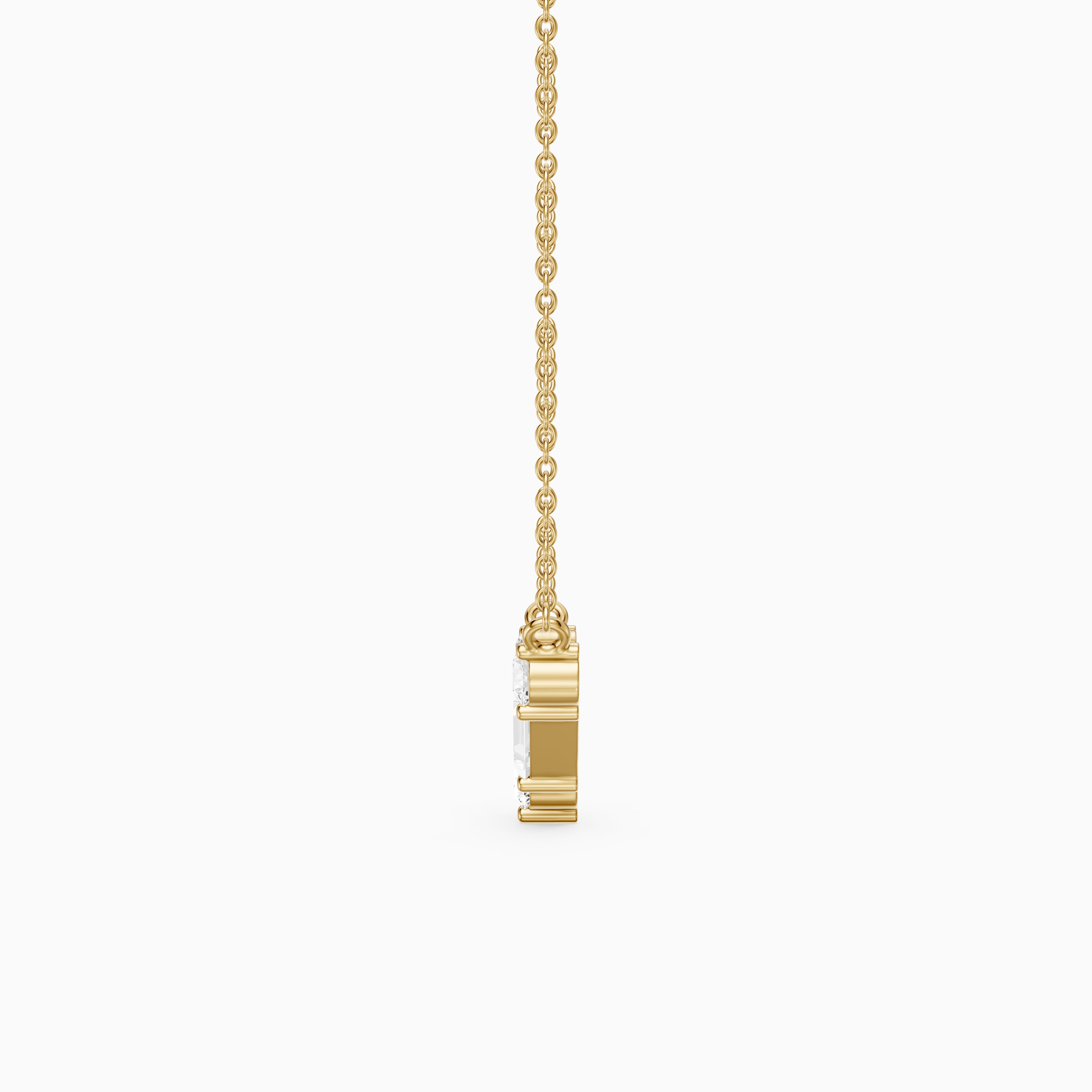 Marley Baguette and Round Lab Grown Diamond Chevron Pendant