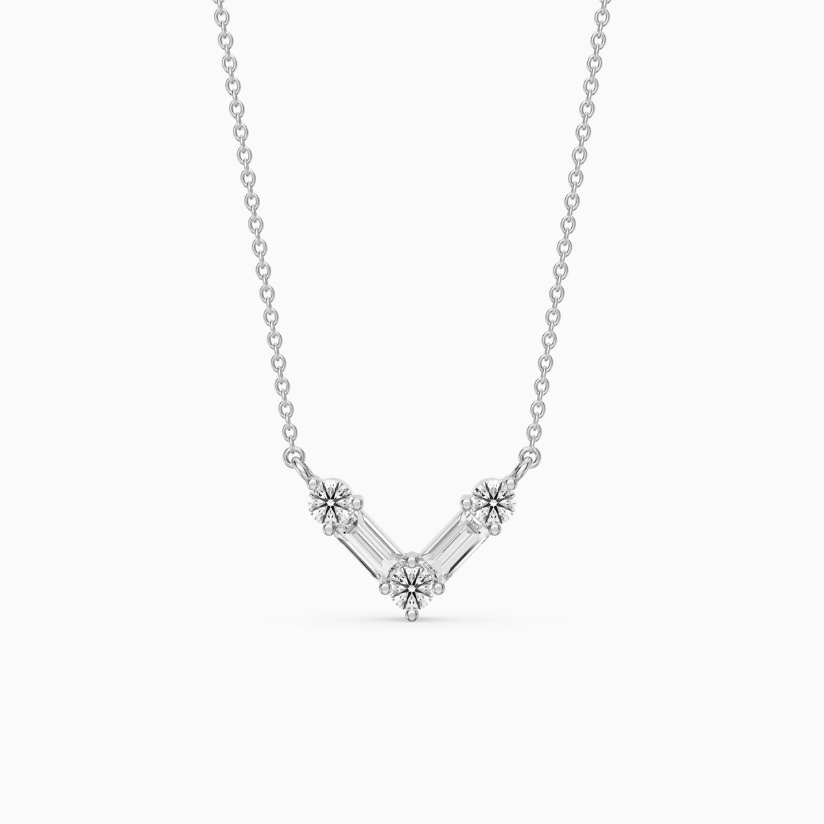 Marley Baguette and Round Lab Grown Diamond Chevron Pendant