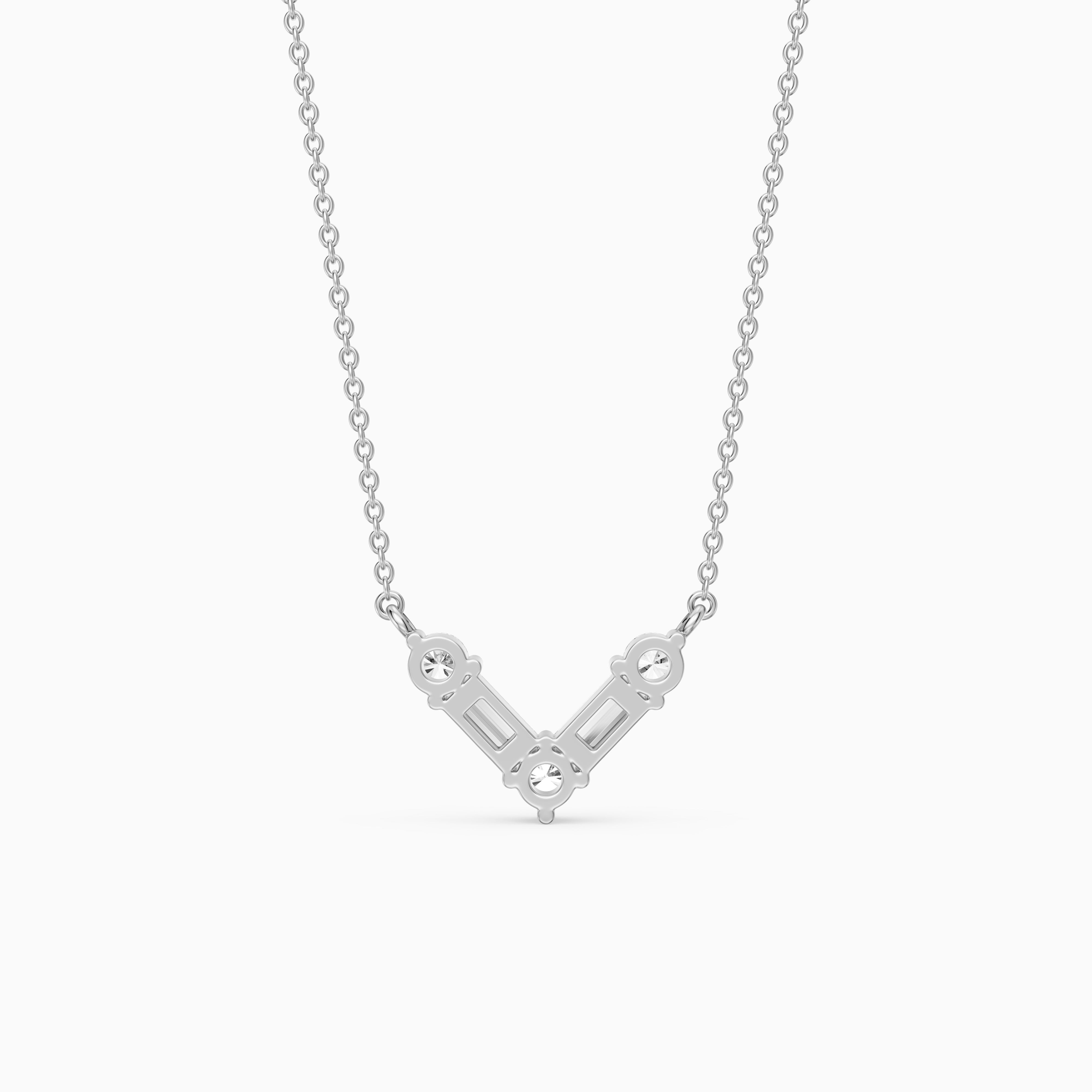 Marley Baguette and Round Lab Grown Diamond Chevron Pendant