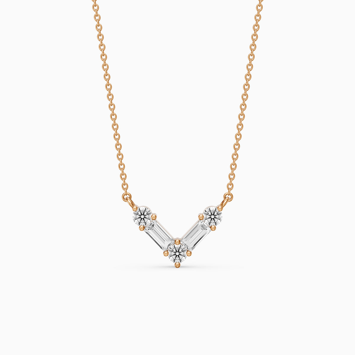 Marley Baguette and Round Lab Grown Diamond Chevron Pendant