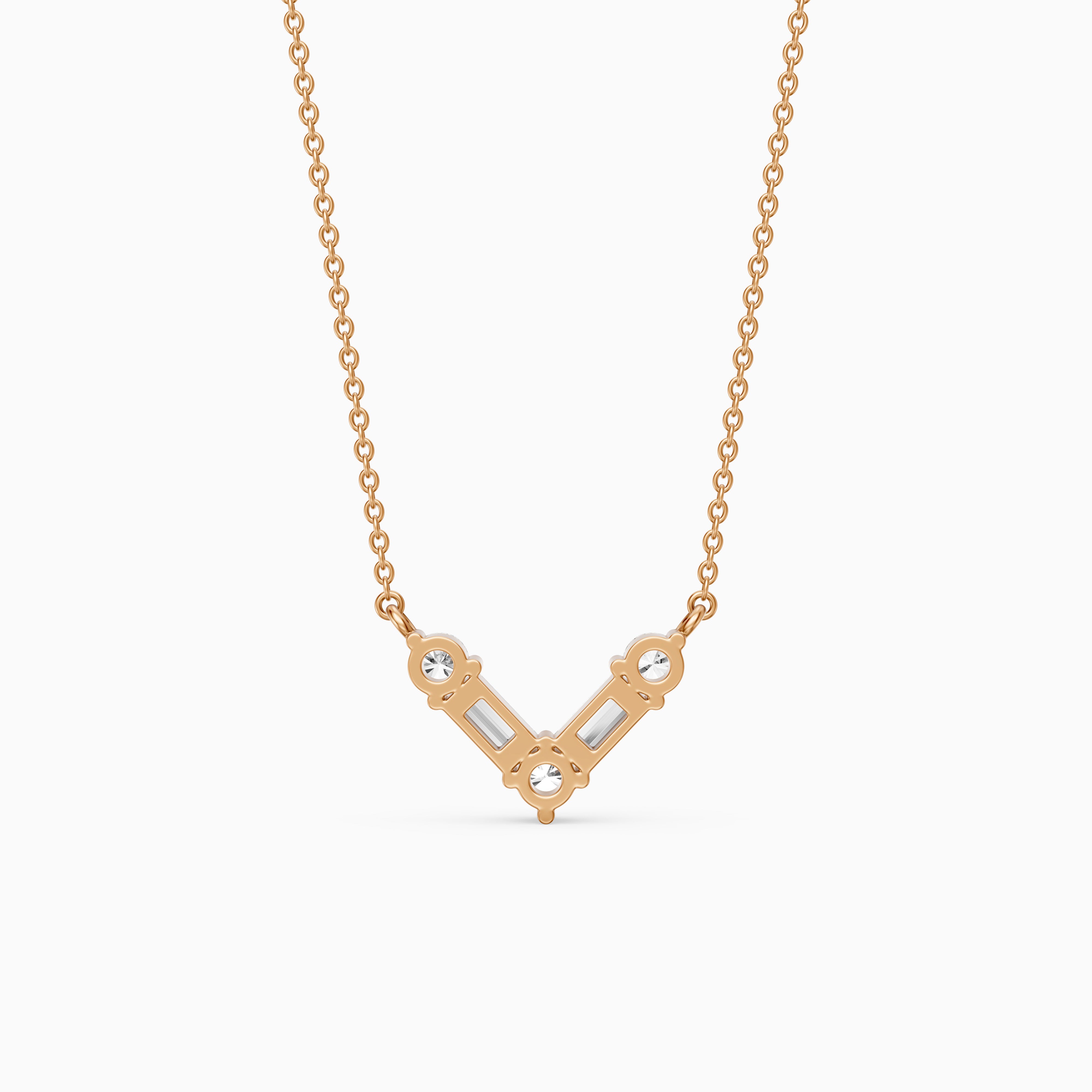 Marley Baguette and Round Lab Grown Diamond Chevron Pendant