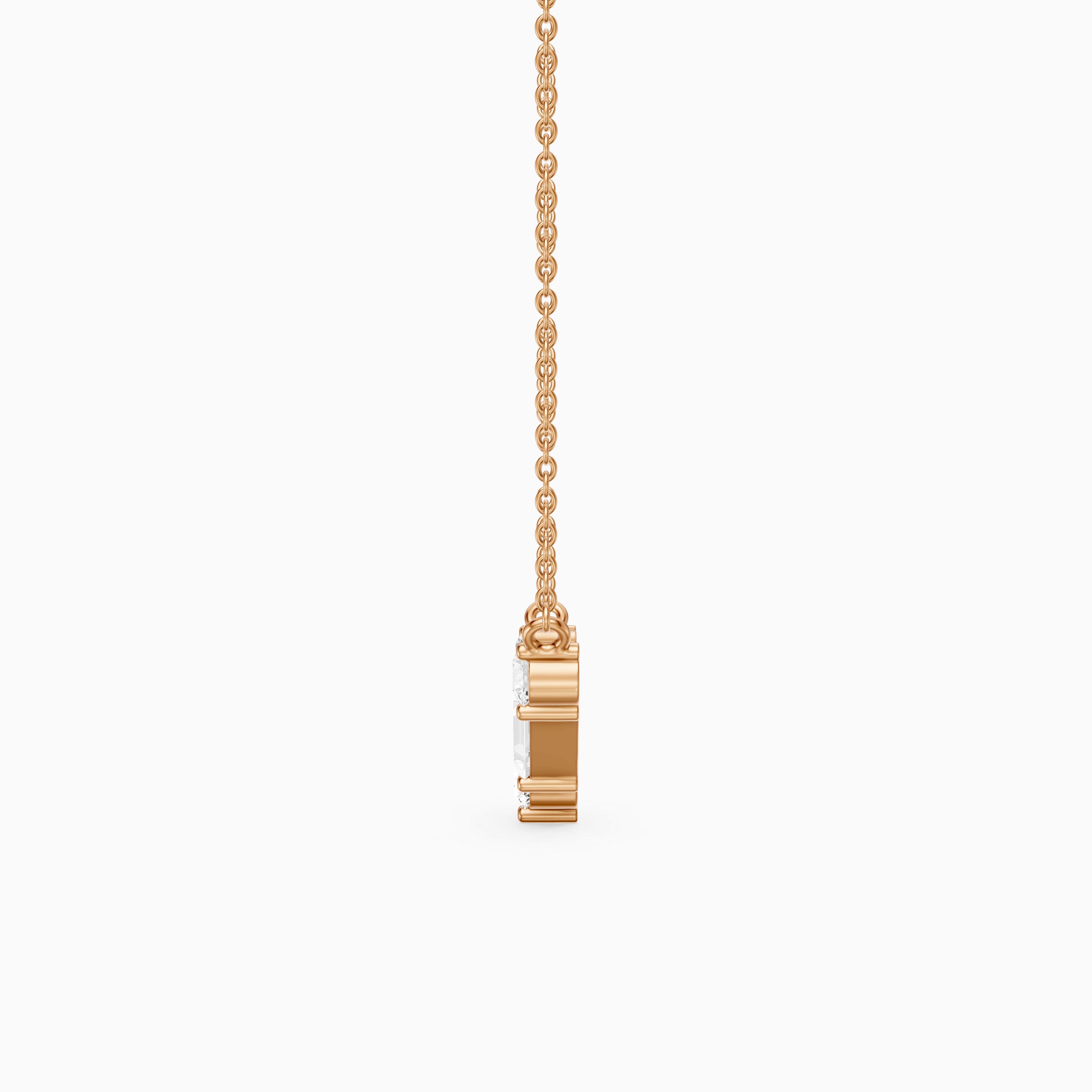 Marley Baguette and Round Lab Grown Diamond Chevron Pendant
