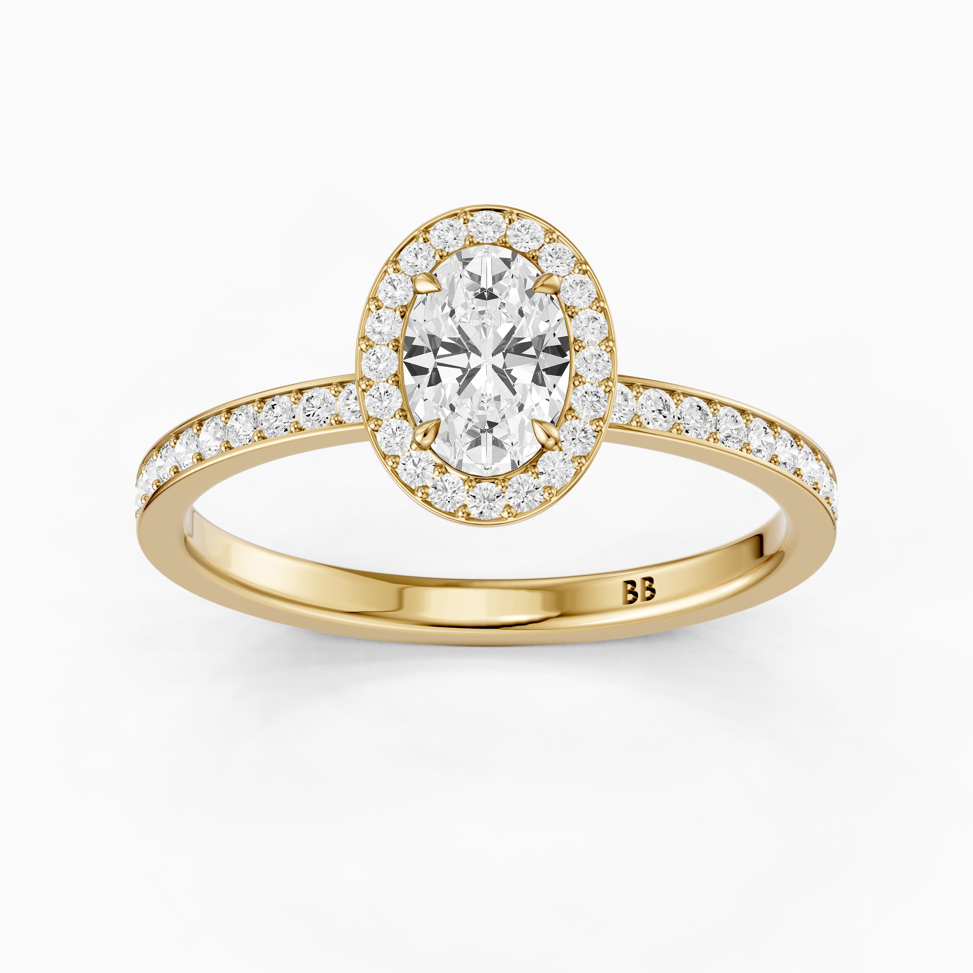Anaiah Oval Cut Halo Channel Set Moissanite Engagement Ring