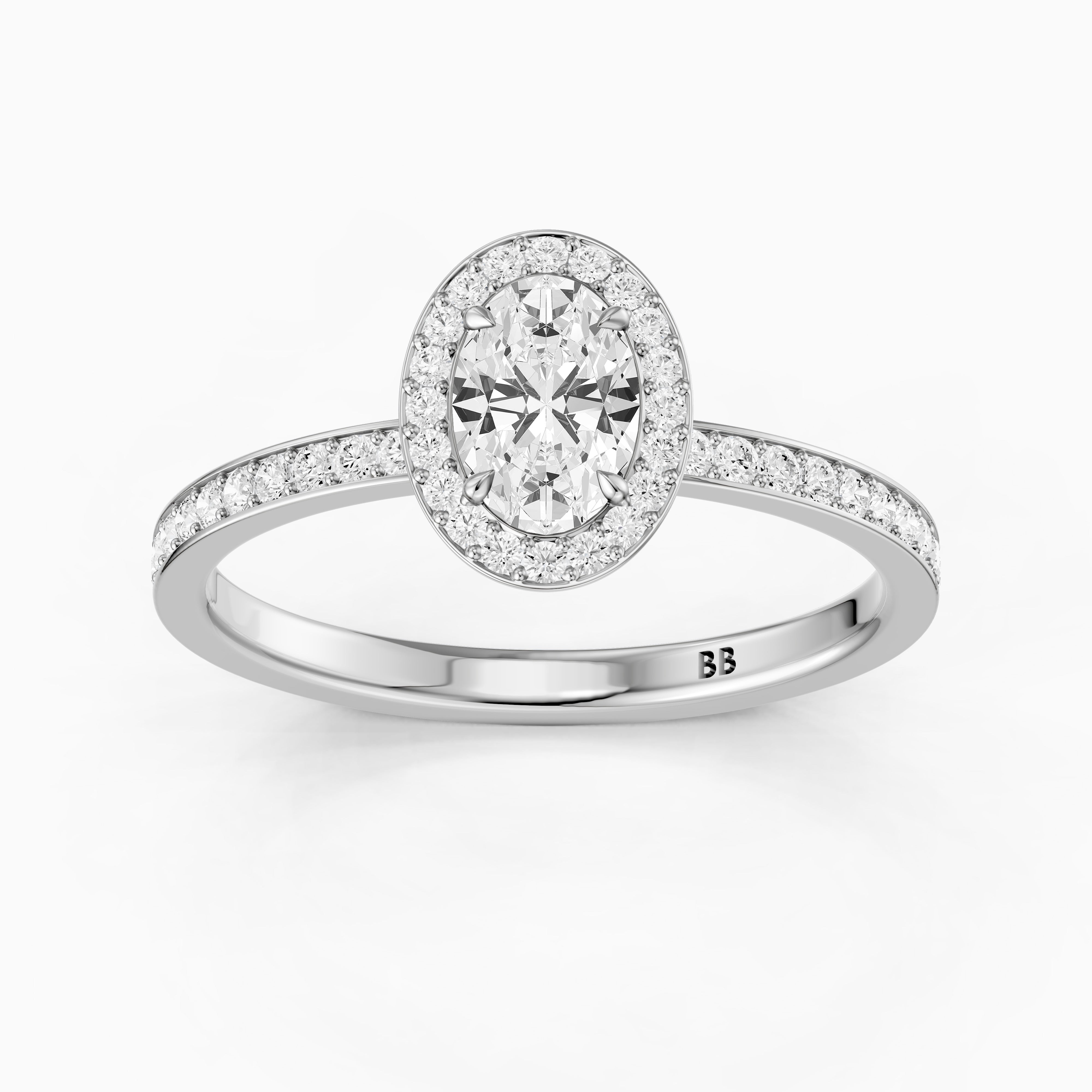 Anaiah Oval Cut Halo Channel Set Moissanite Engagement Ring