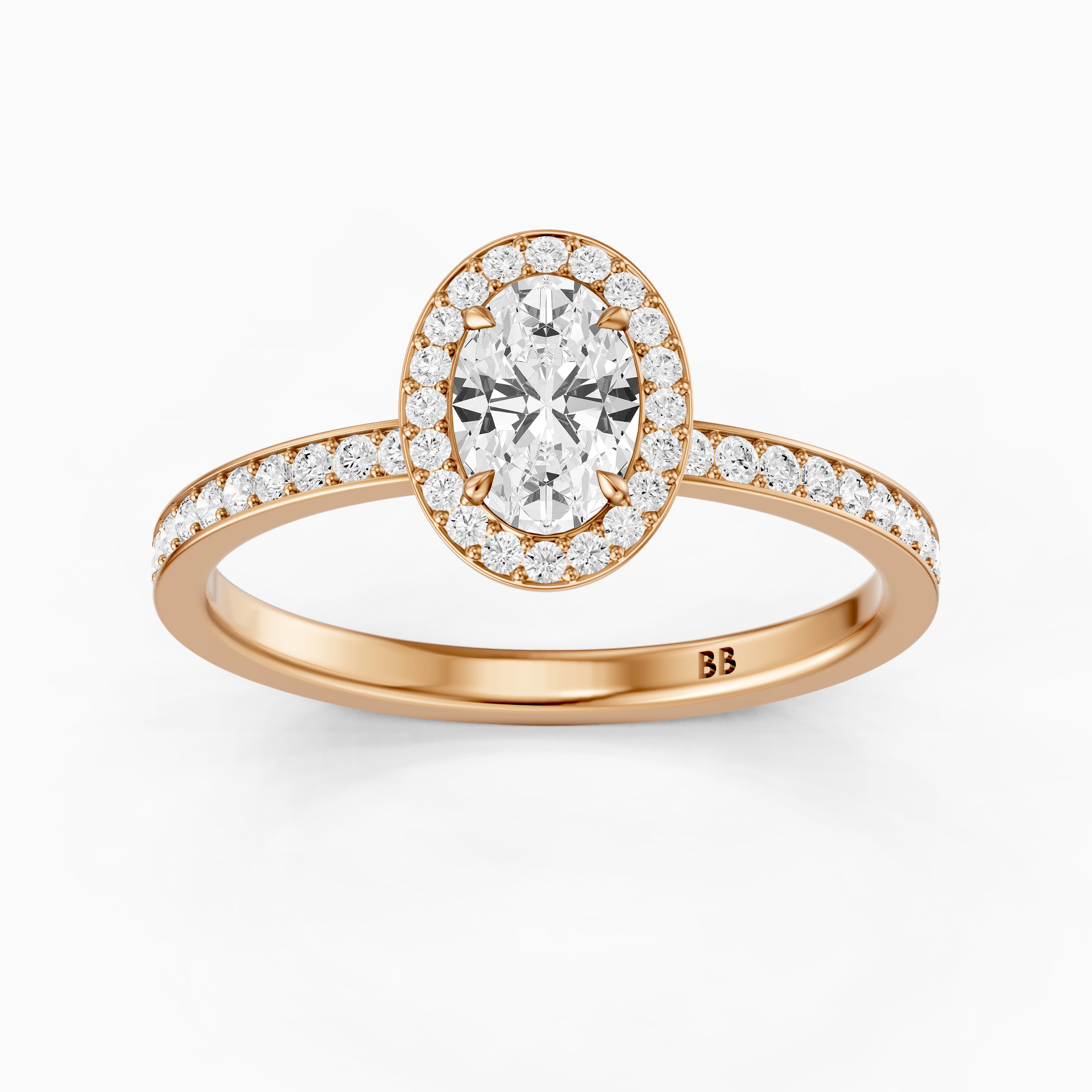 Anaiah Oval Cut Halo Channel Set Lab Grown Engagement Ring