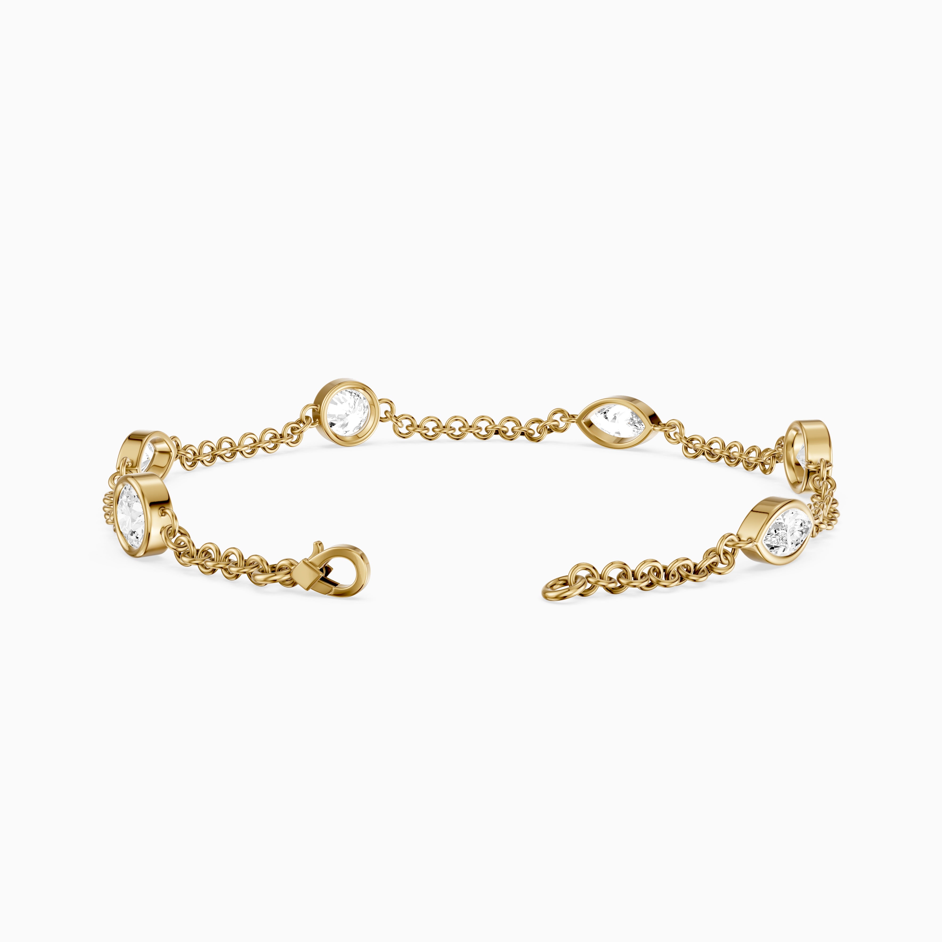 Erica Round and Marquise Lab Grown Diamond Station Chain Bracelet