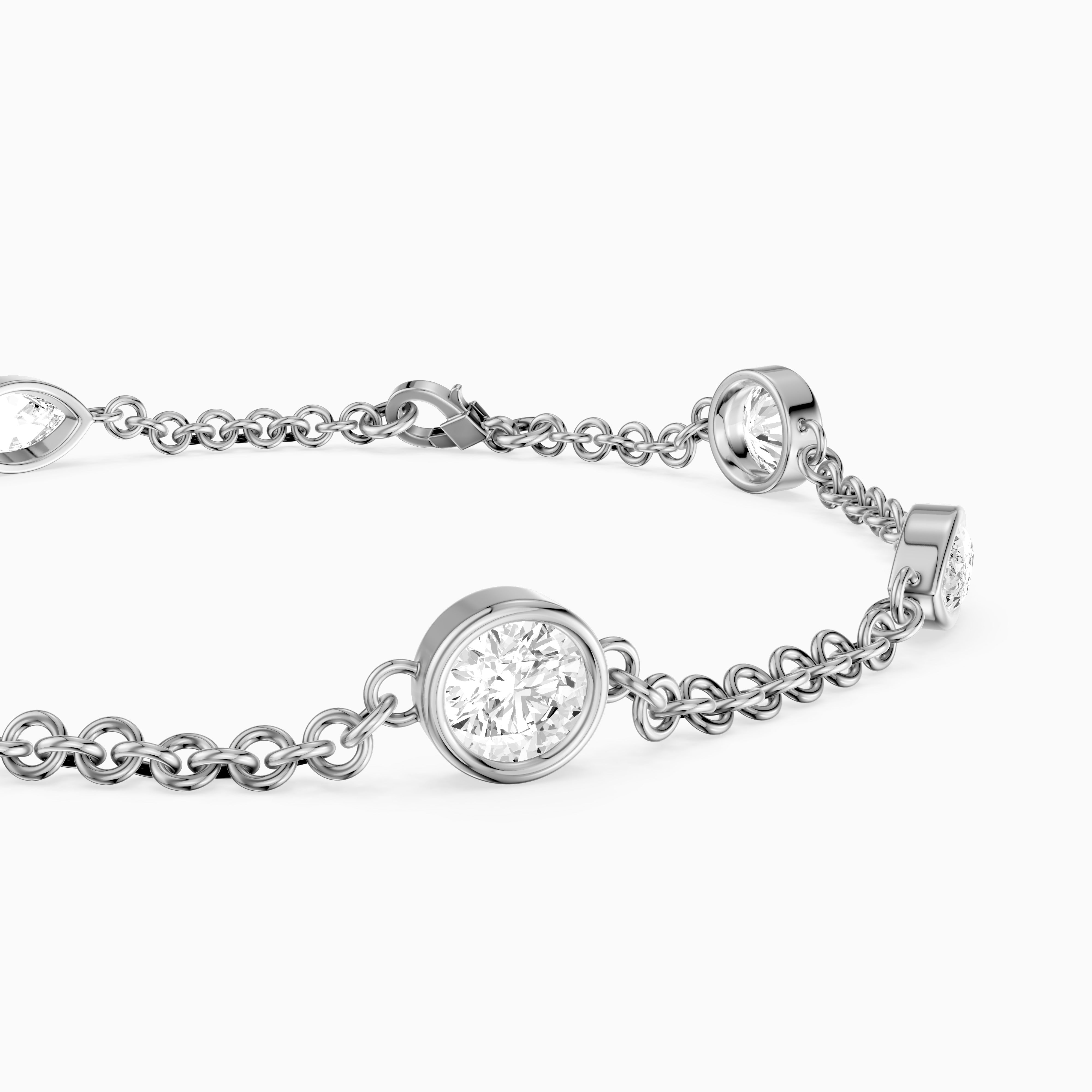 Erica Round and Marquise Lab Grown Diamond Station Chain Bracelet